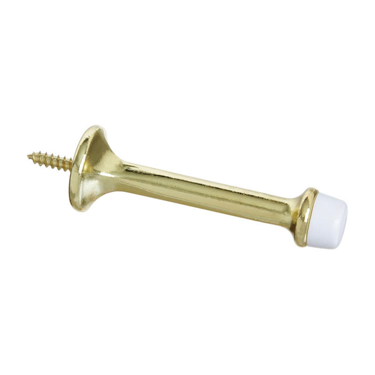 3 in. Die Cast Rubber Tip Rigid Door Stop - Brass