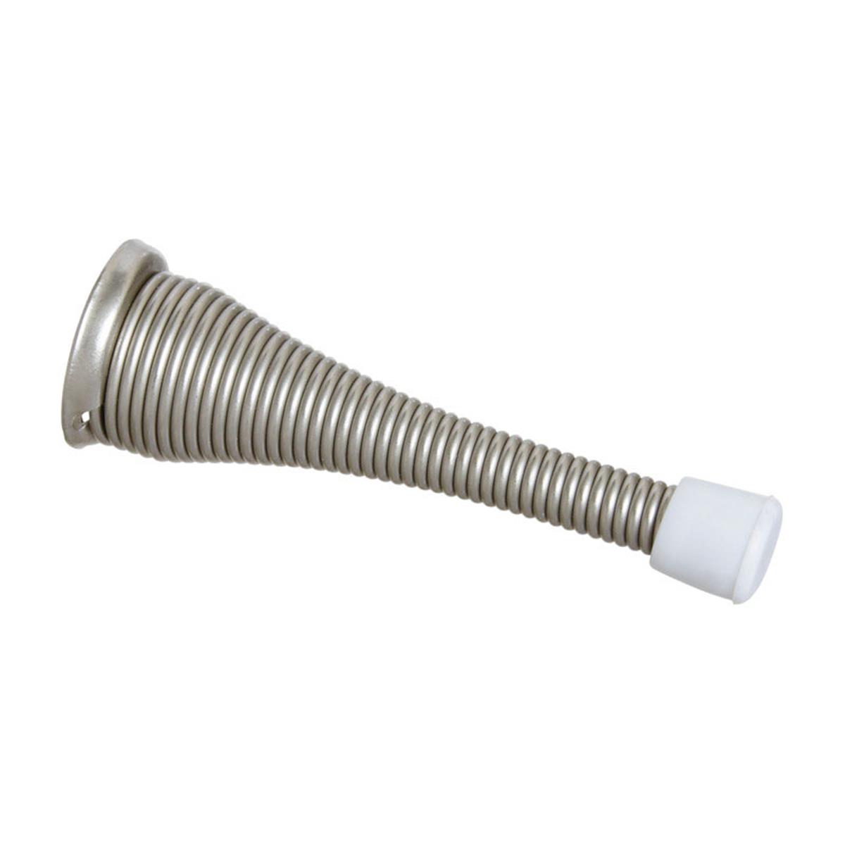 National Hardware Steel w/Rubber Tip Satin Nickel Silver Spring Door Stop Mounts to wall .75 in.