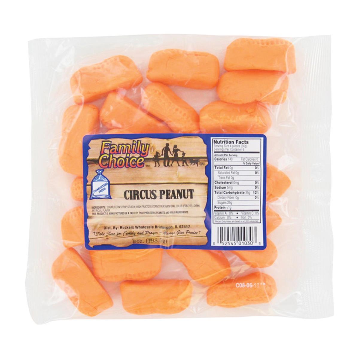 Picture of Ruckers Wholesale & Service 9235169 7 oz Family Choice Circus Peanuts Candy