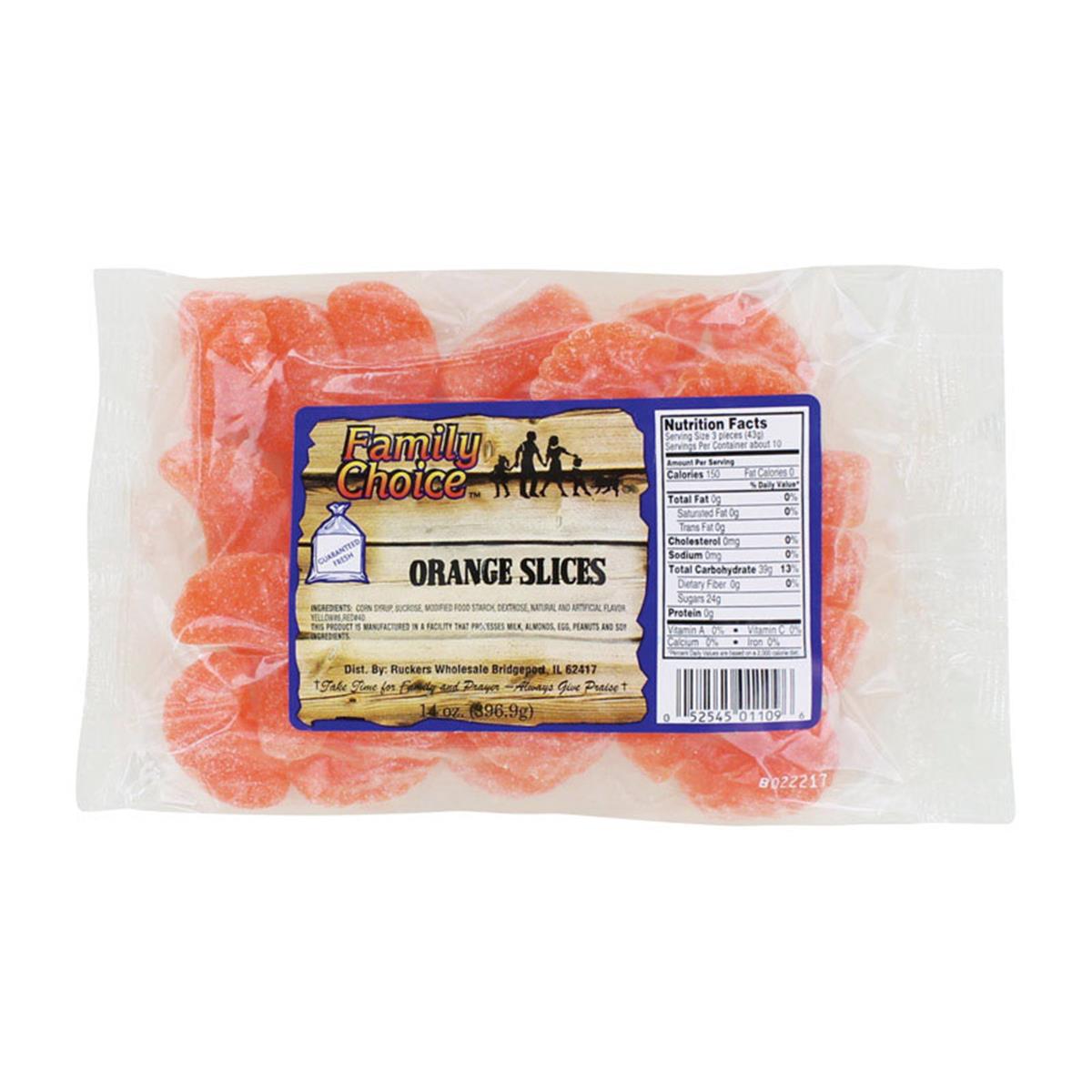 Picture of Ruckers Wholesale & Service 9235201 14 oz Family Choice Orange Slices Gummi Candy