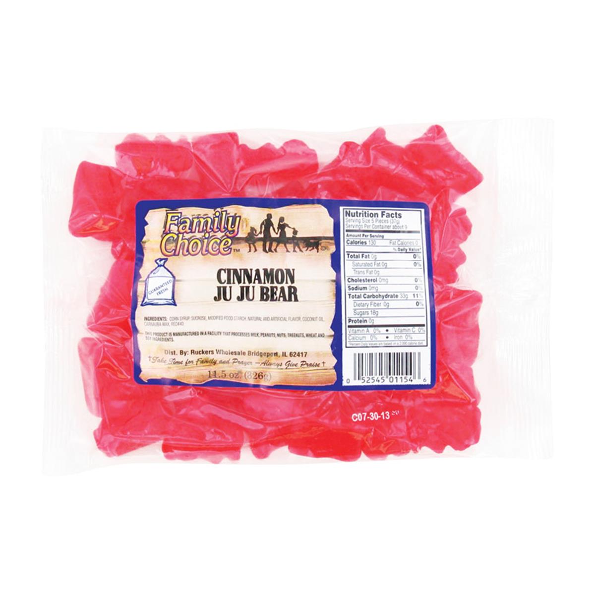 Picture of Ruckers Wholesale & Service 9235243 11.5 oz Family Choice Ju Ju Bear Cinnamon Gummi Candy