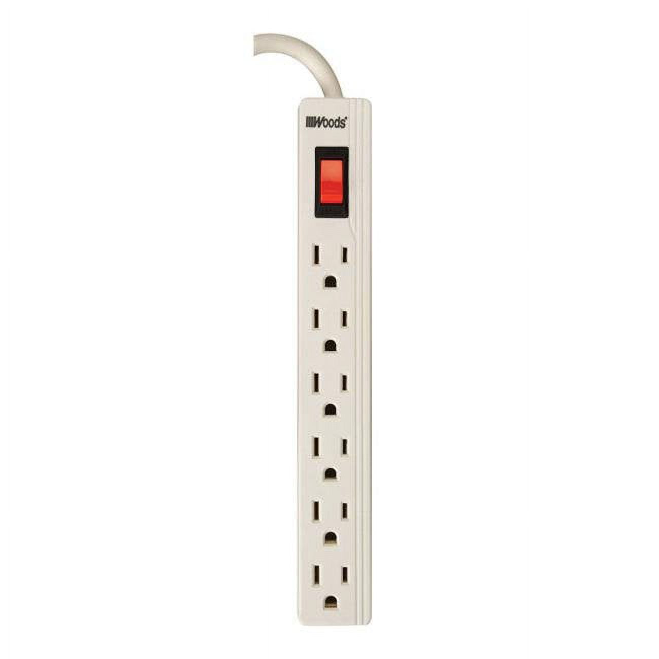 2 ft. Power Strip, White - 6 Outlets