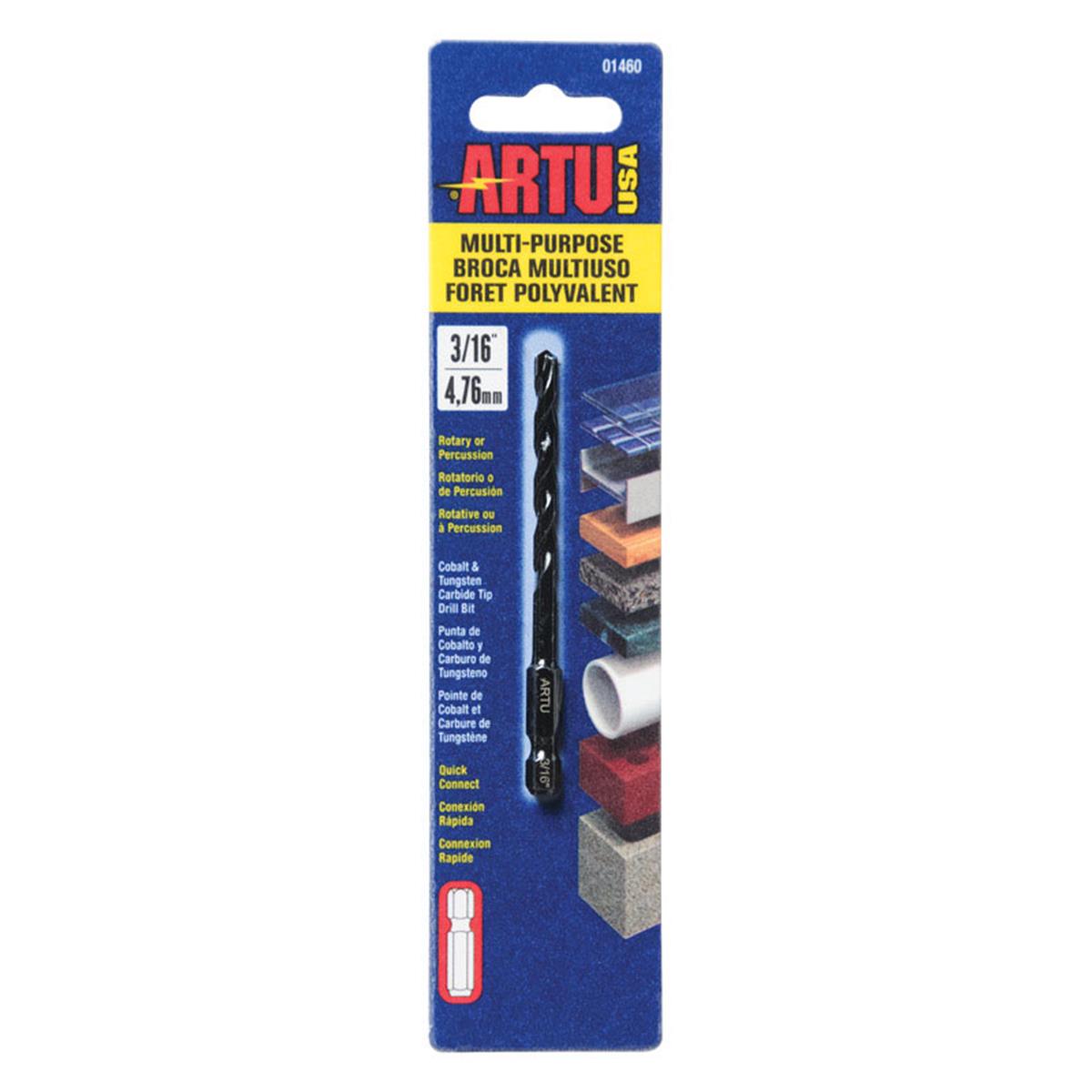 Picture of Artu 2497279 0.18 in. Dia. x 3.5 in. Carbide Tipped Quick-Change Hex Shank Quick-Connect Drill Bit