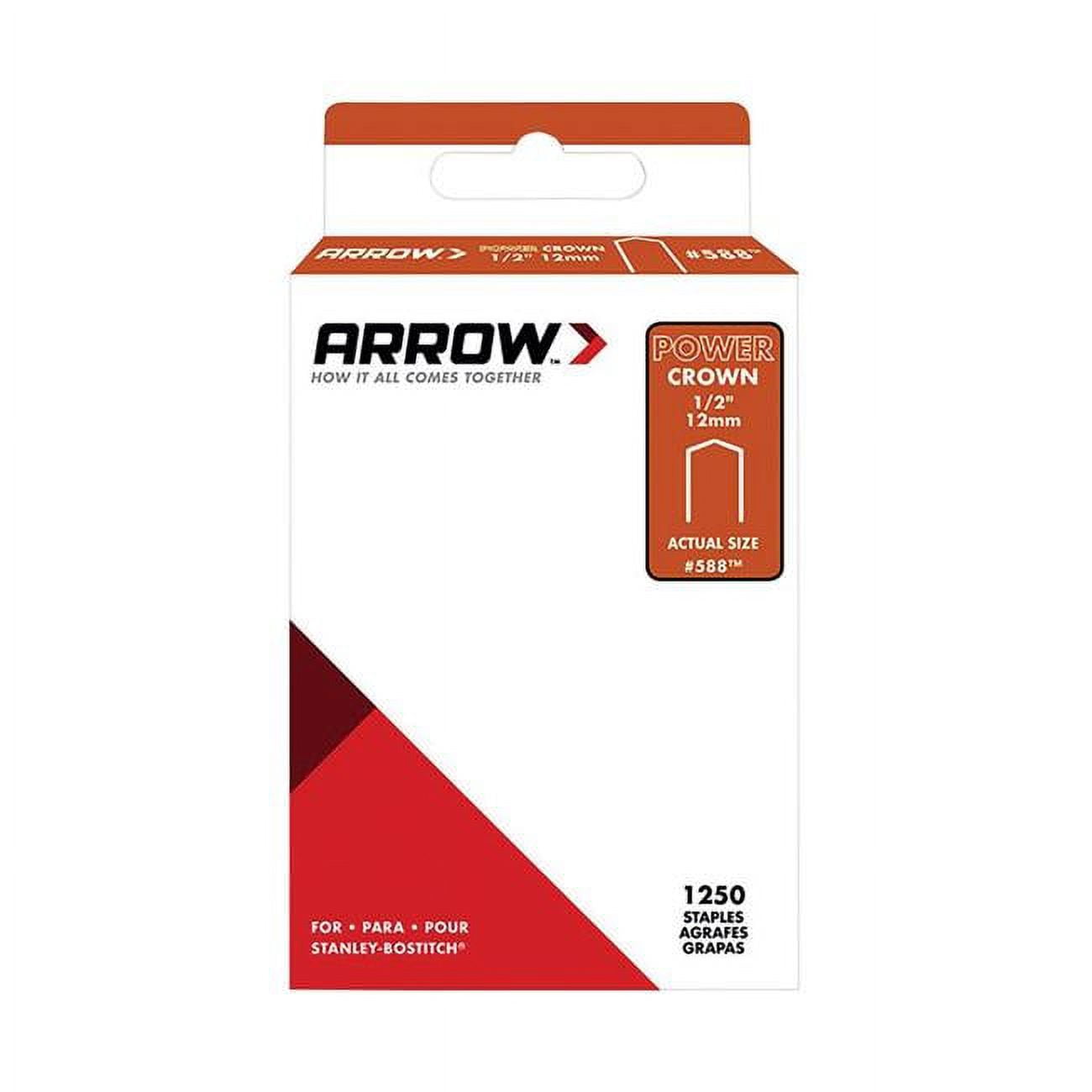 Picture of Arrow Fastener 2806487 No.588 0.5 x 0.37 in. Galvanized Steel Wide Crown Gray Standard Staples&#44; 18 Gauge - Pack of 1250