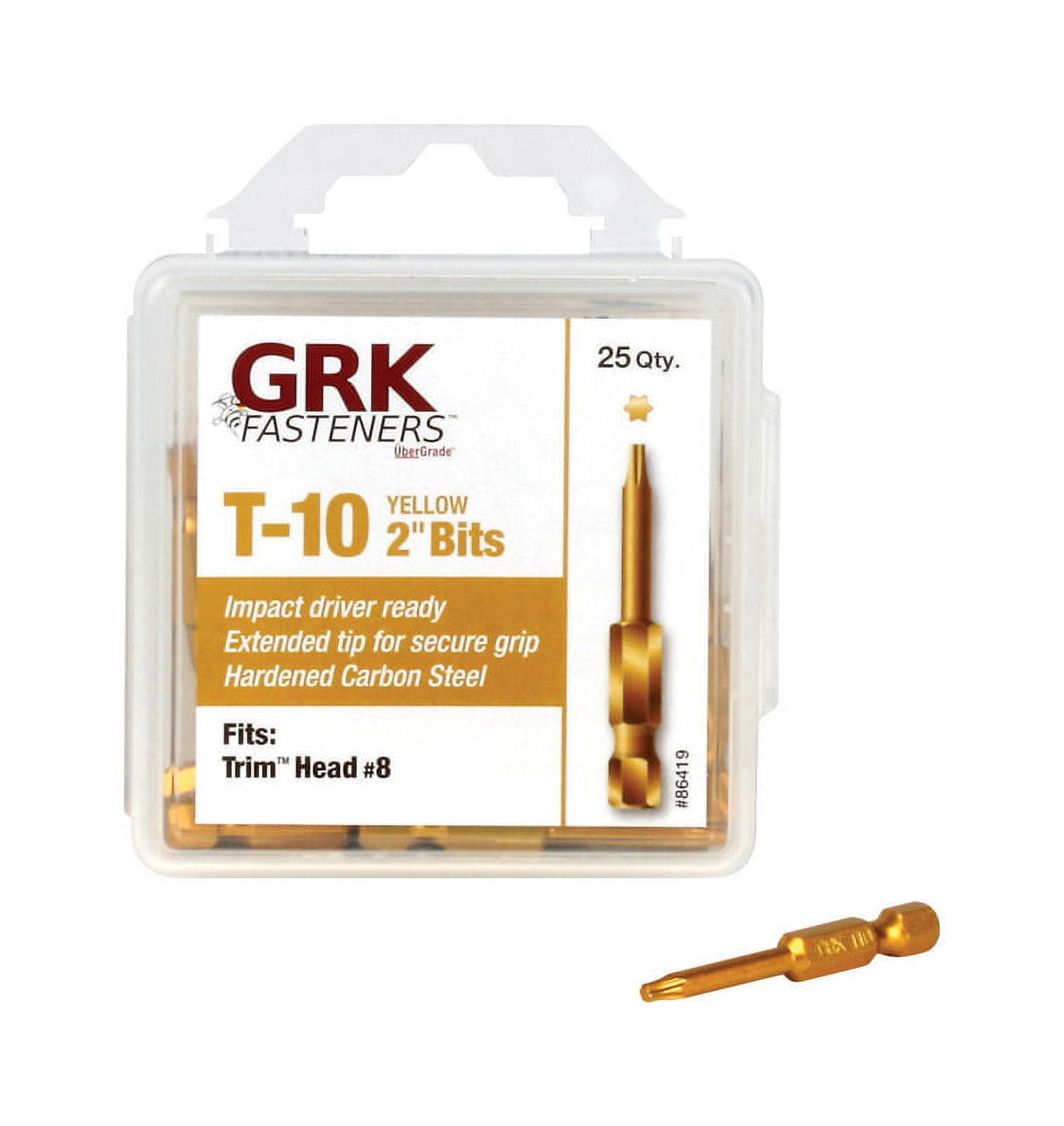 Picture of GRK Fasteners 2824704 T-10 x 2 in. Star Carbon Steel 0.25 in. Hex Shank Impact Power Bit - 25 Piece