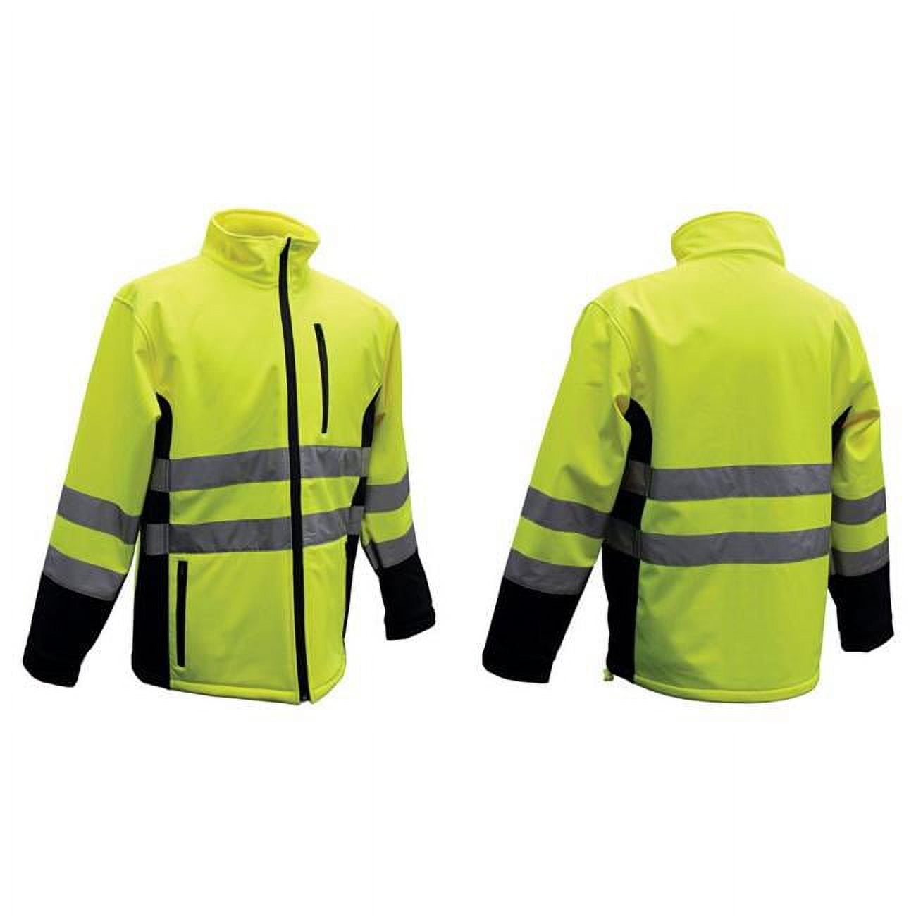 Hi-Vis Yellow Polyester Unisex Rain Jacket, Large