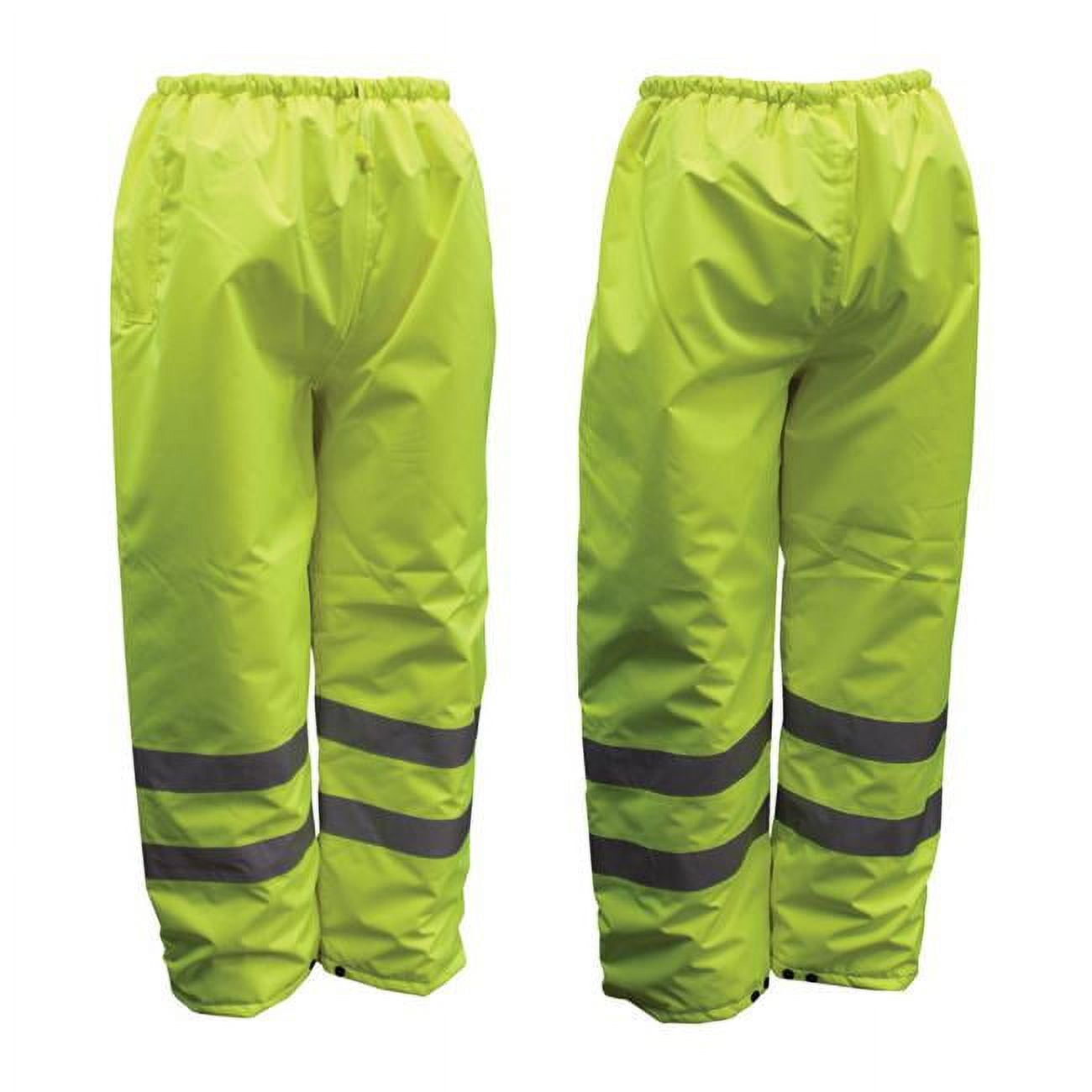 Hi-Vis Insulated Yellow Polyester Unisex Rain Pants, 2XL