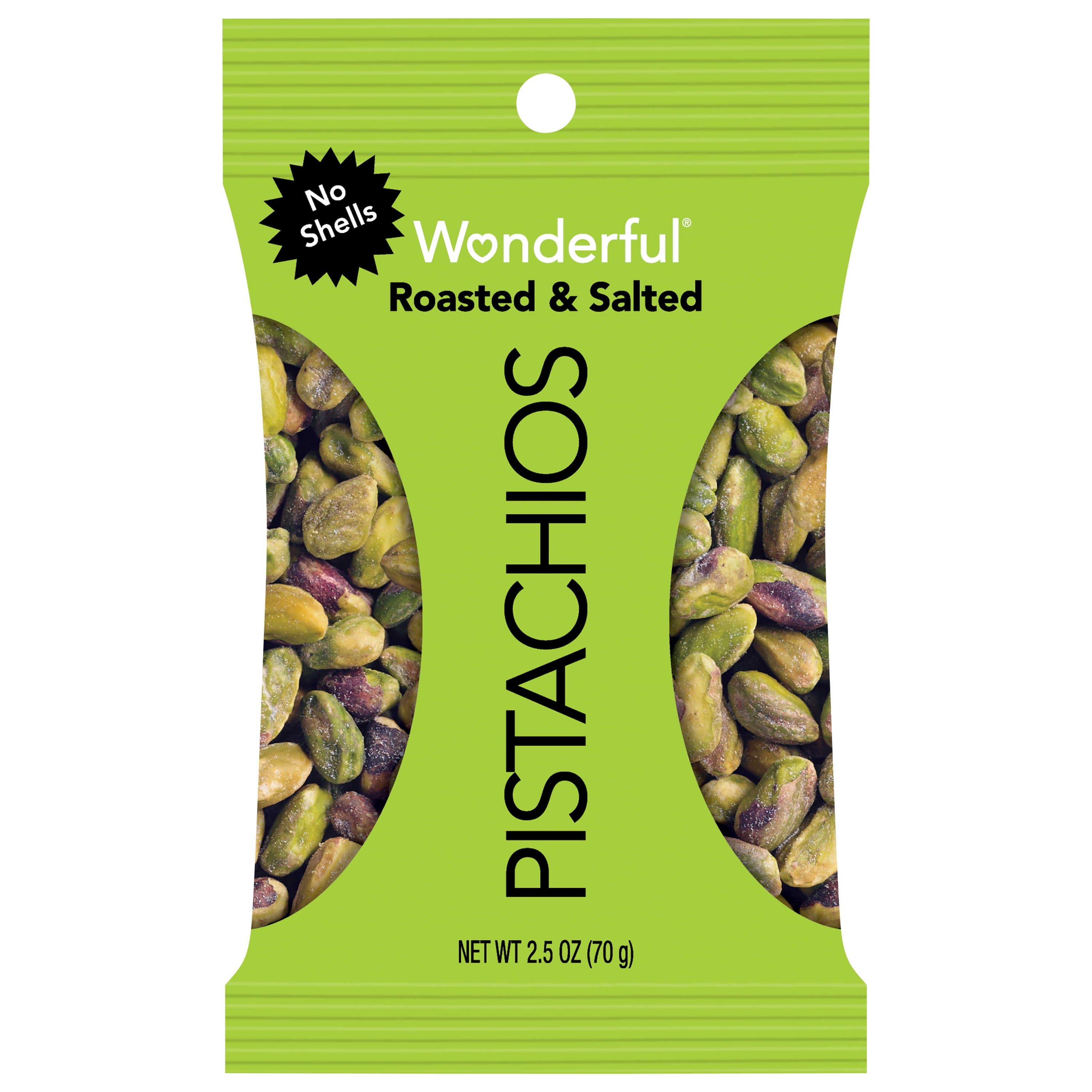 No Shell Roasted & Salted Pistachios, 2.5 oz - Case of 8 -  WONDERFUL, WO5597