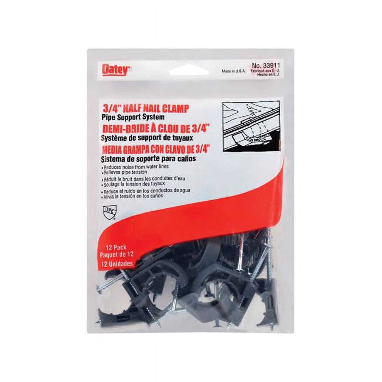 4694857 Polypropylene Half Nail Clamp, Gray