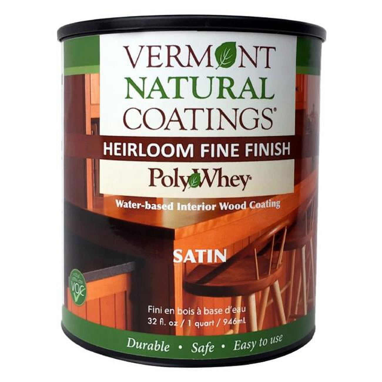 Picture of Vermont Natural Coatings 1837517 PolyWhey Satin Clear Water-Based Furniture Finish&#44; 1 qt. - Case of 6