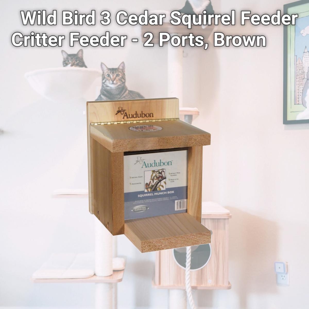 Picture of Audubon 8914822 Wild Bird 3 Cedar Squirrel Feeder Critter Feeder - 2 Ports, Brown