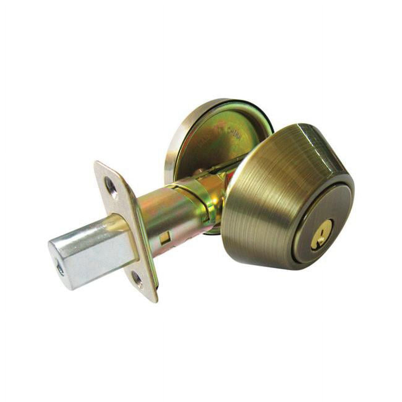 Antique Brass Metal Single Cylinder Deadbolt - ANSI Grade 3, 1.75 in.