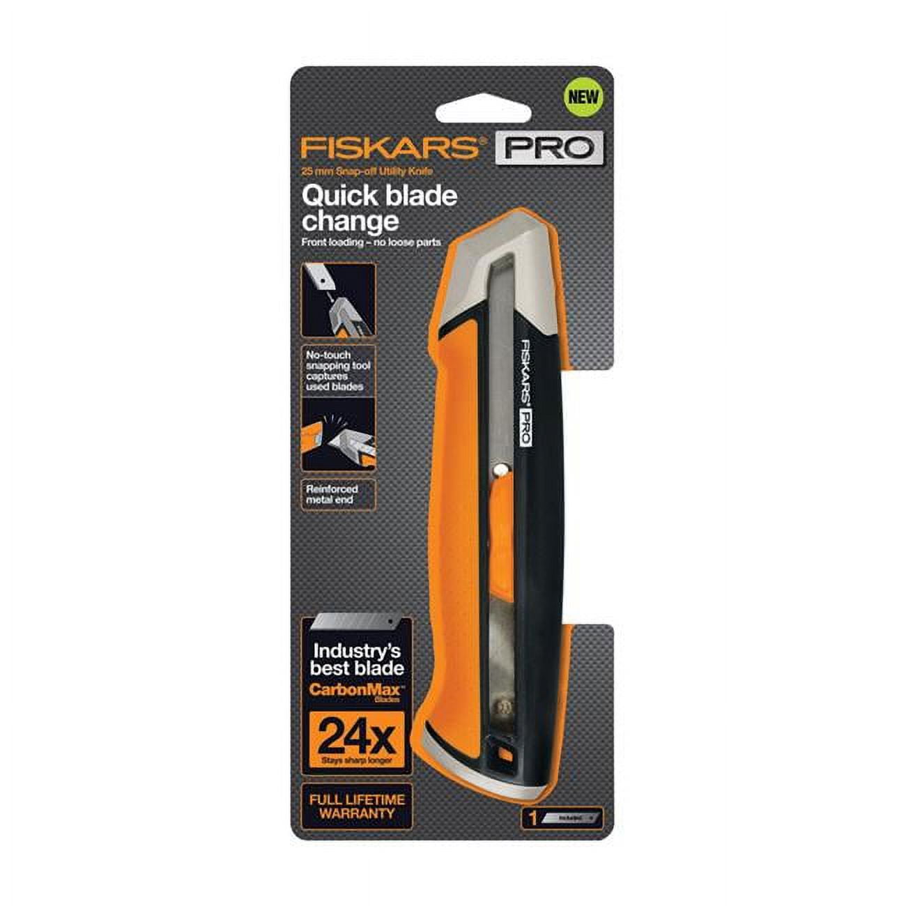 6 in. Pro Retractable Snap-Off Utility Knife - 6 Point, Orange