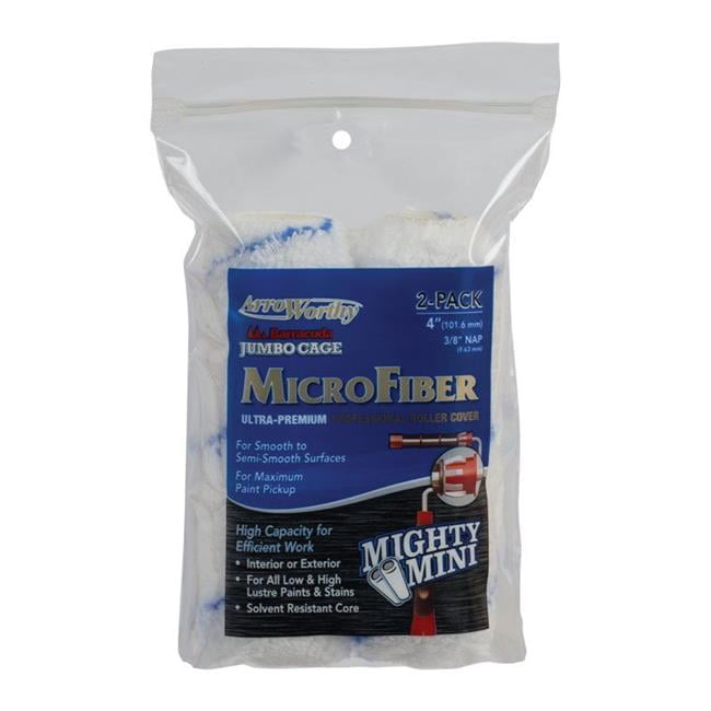 Microfiber 0.38 x 4 in. Jumbo Paint Roller Cover for Semi-Smooth Surfaces, 2 Per Pack