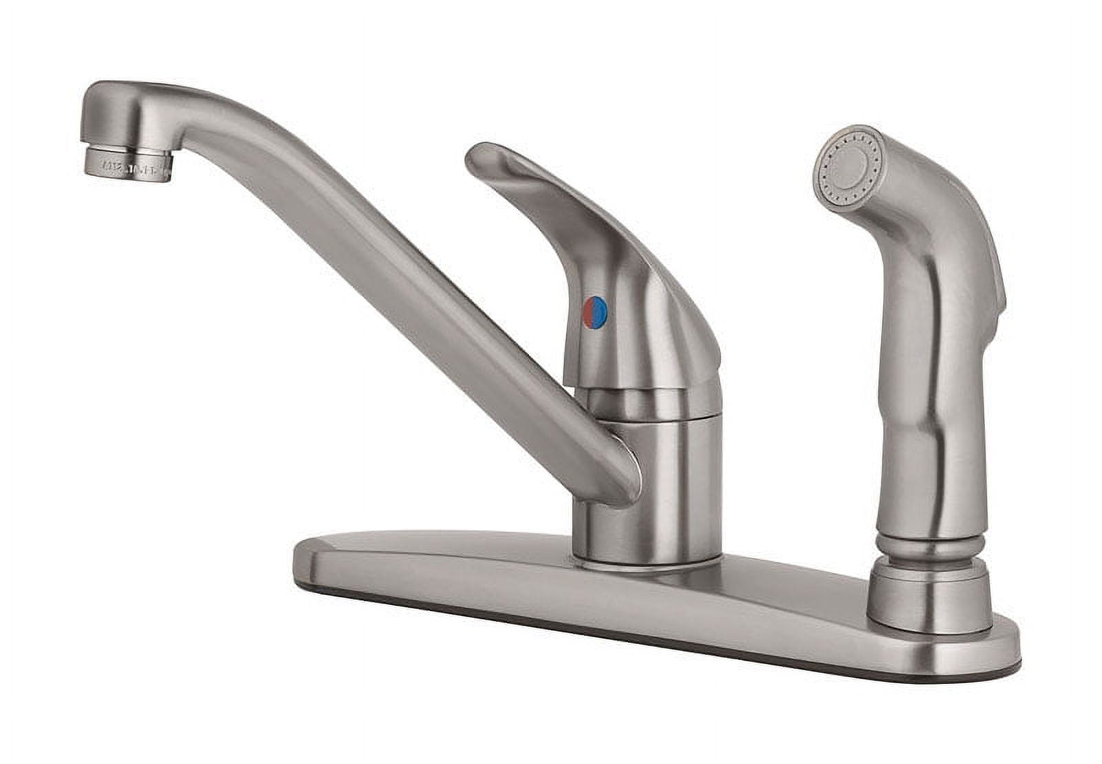 Oakbrook Collection Essentials One Handle Brushed Nickel Kitchen Faucet Side Sprayer Included