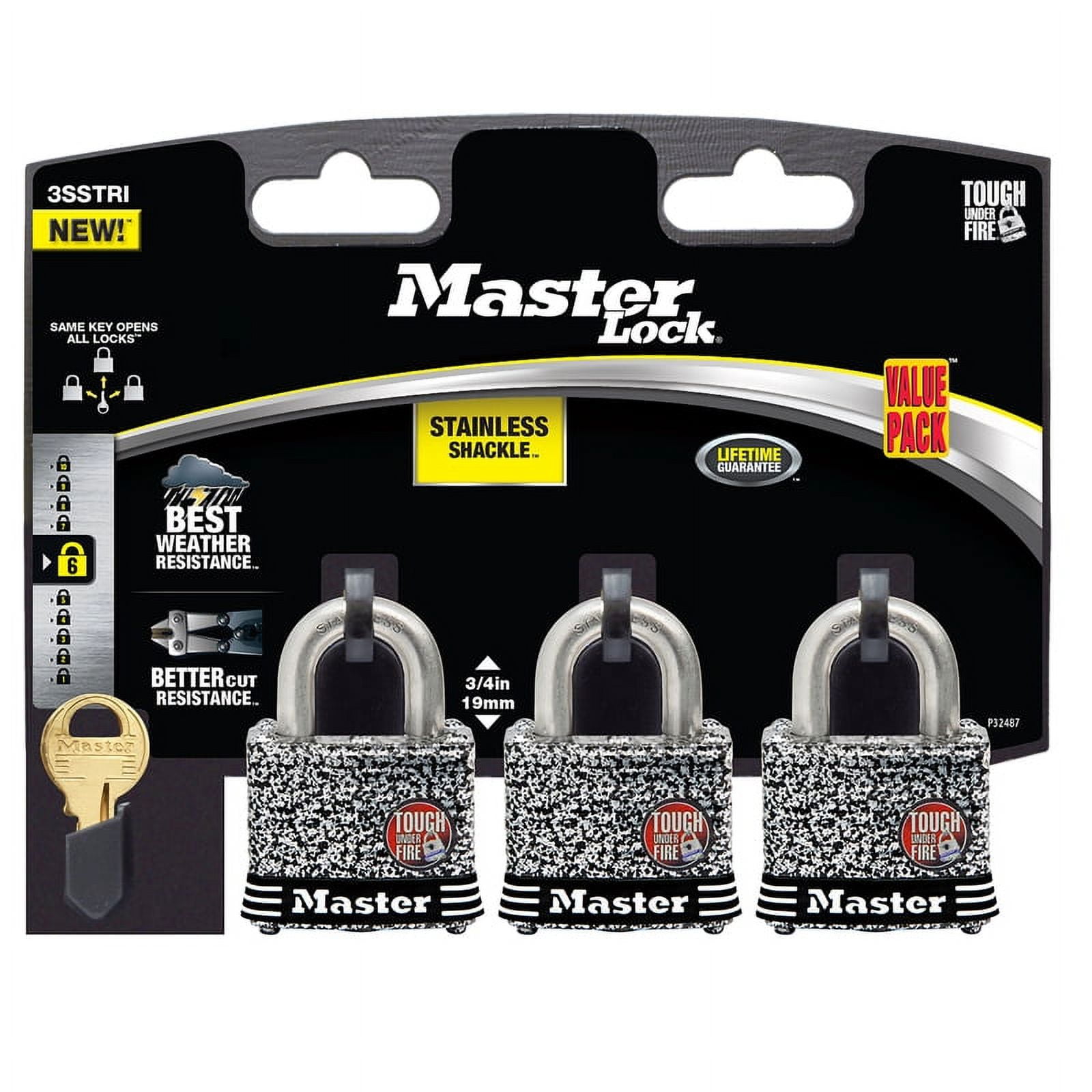 Picture of Master Lock 5006955 1.56 in. Laminated Steel 4-Pin Tumbler Padlock