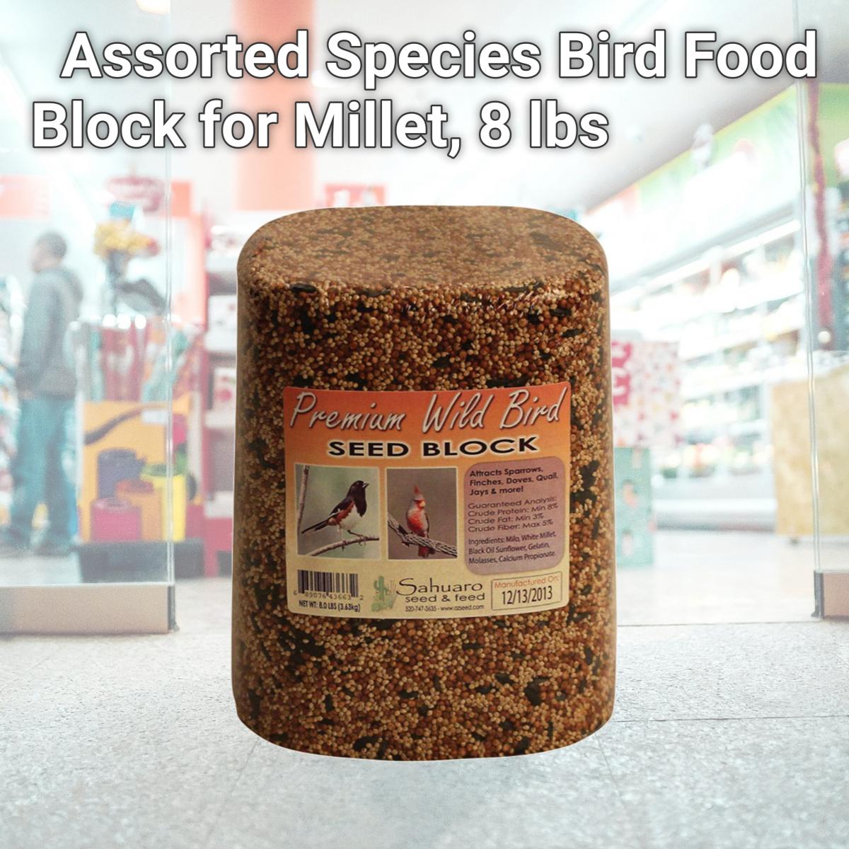 Picture of Sahuaro Seed 8293482 Assorted Species Bird Food Block for Millet, 8 lbs