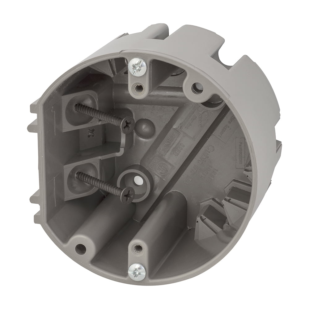 4 in. Round 1 Gang Ceiling Box, Gray - PVC