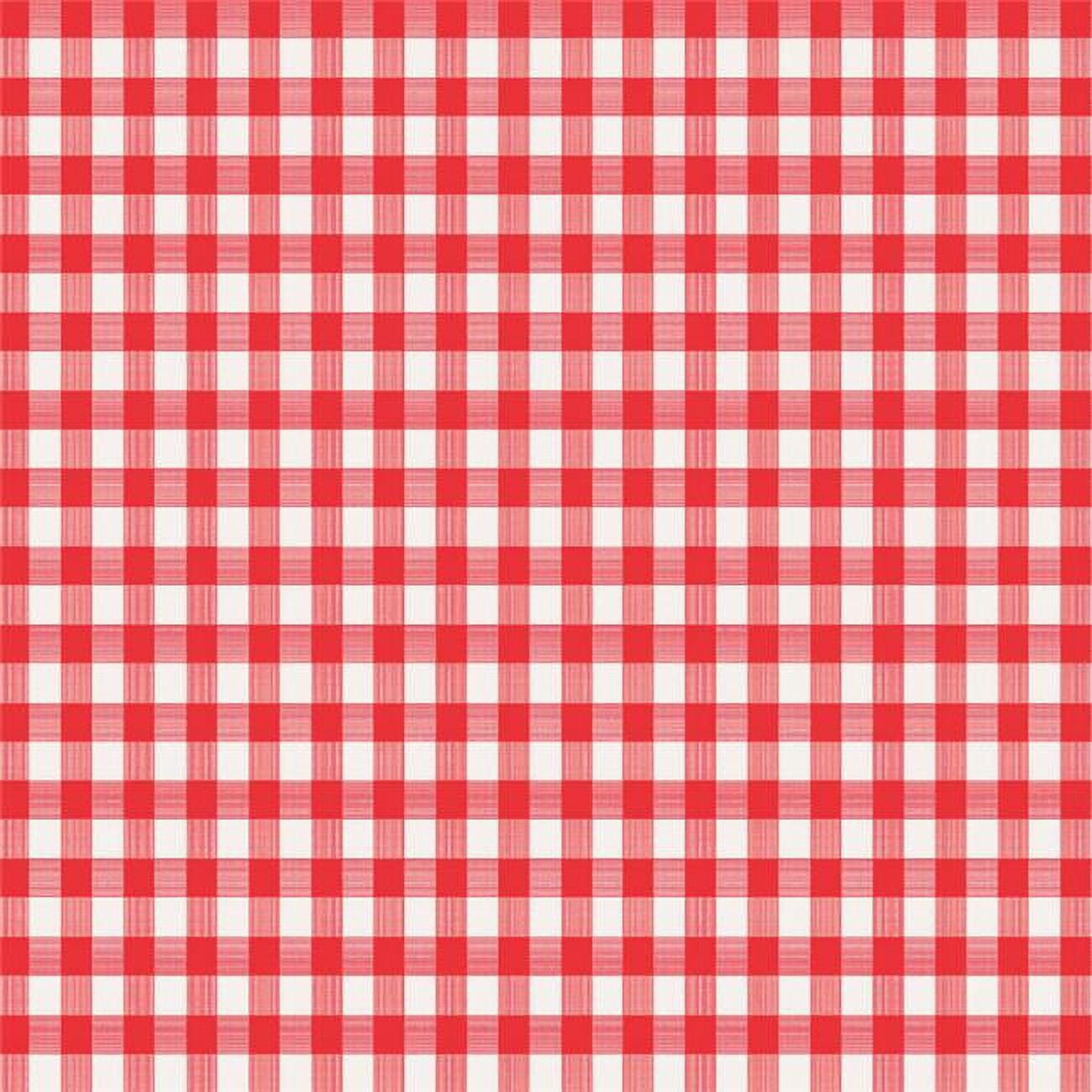 Picture of Magic Cover 6739478 Red & White Checkered Plastic Round Tablecloth