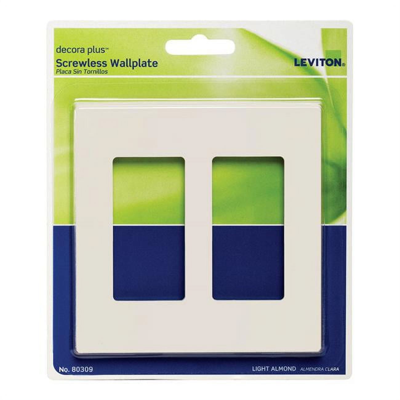 Decora Plus Almond 2 Gang Polycarbonate Rocker Screwless Wall Plate - Leviton 3895539