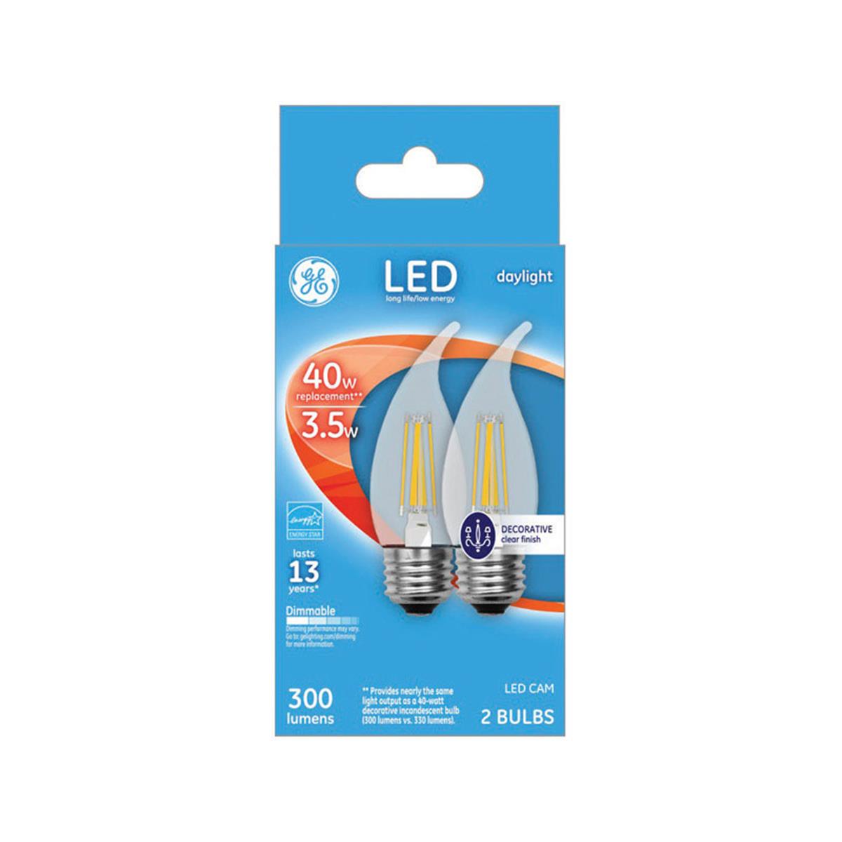 GE Lighting 3887874 3.5 watts C10 LED Bulb with 300 Lumens White Decorative 40 watts Equivalence 2 Per Pack