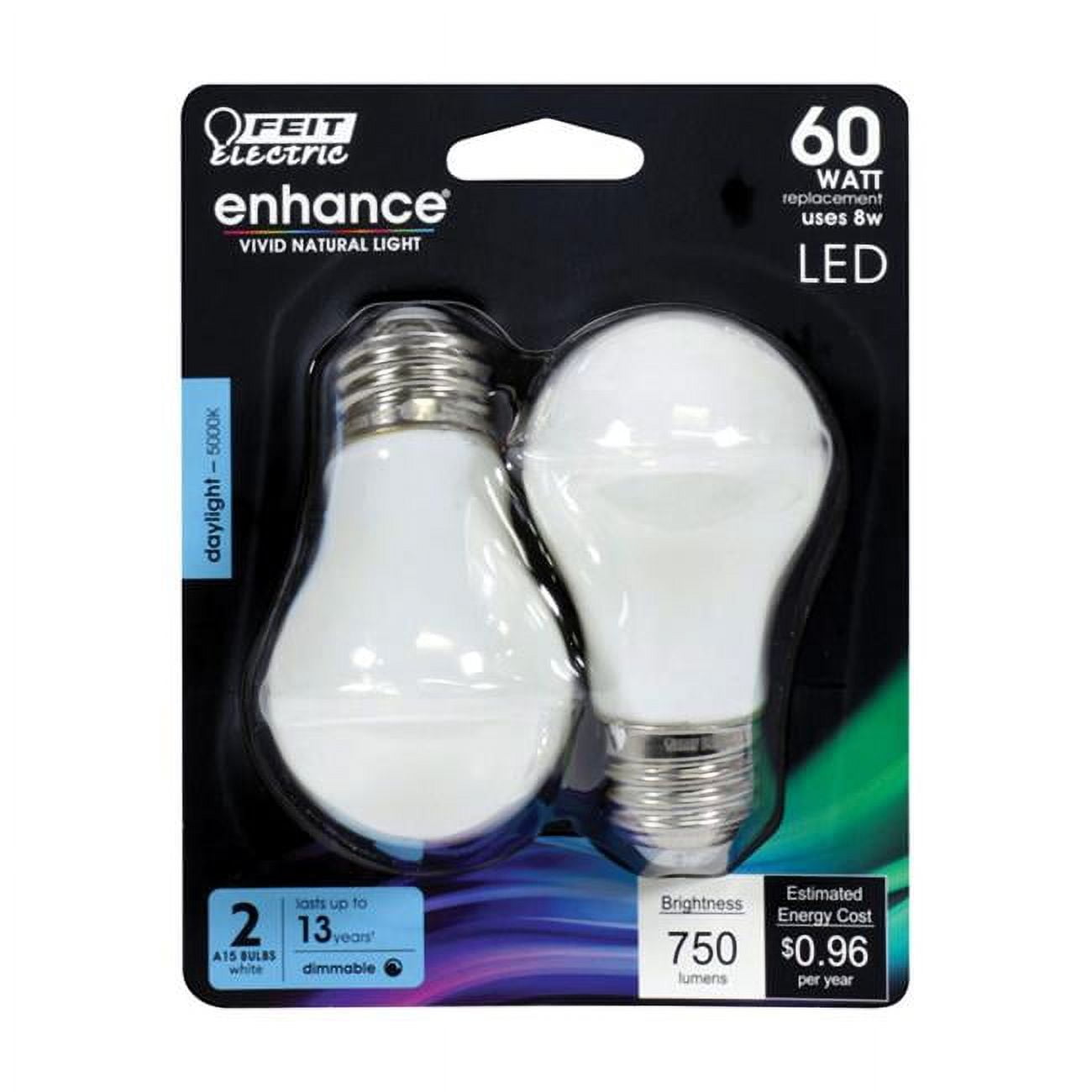 Feit Electric 60W A15 5000K Dimmable LED Bulb 2 Pack - BPA1560W950CFL2