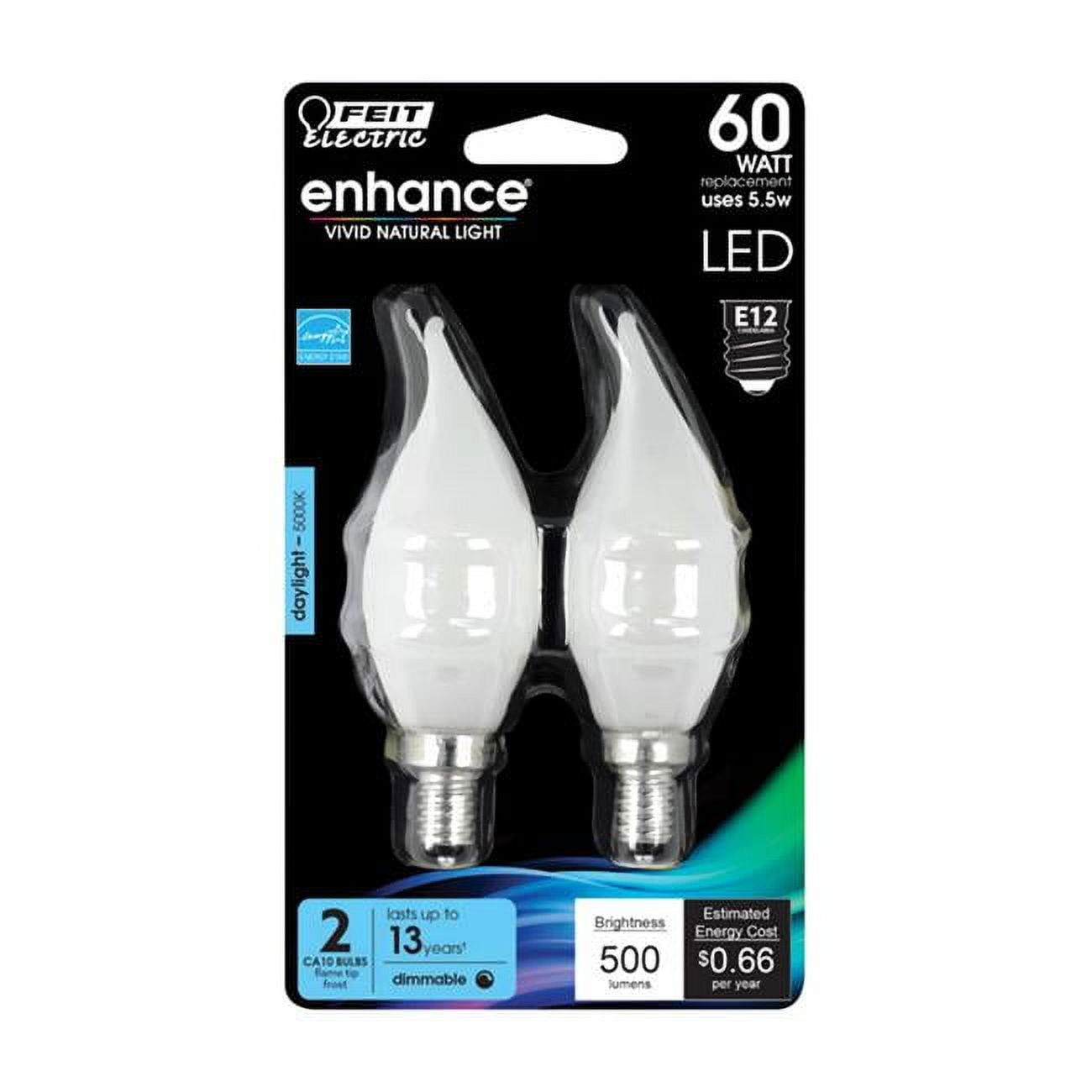 Enhance 5.5W Flame Tip Filament LED Bulb, 500 Lumens - Daylight