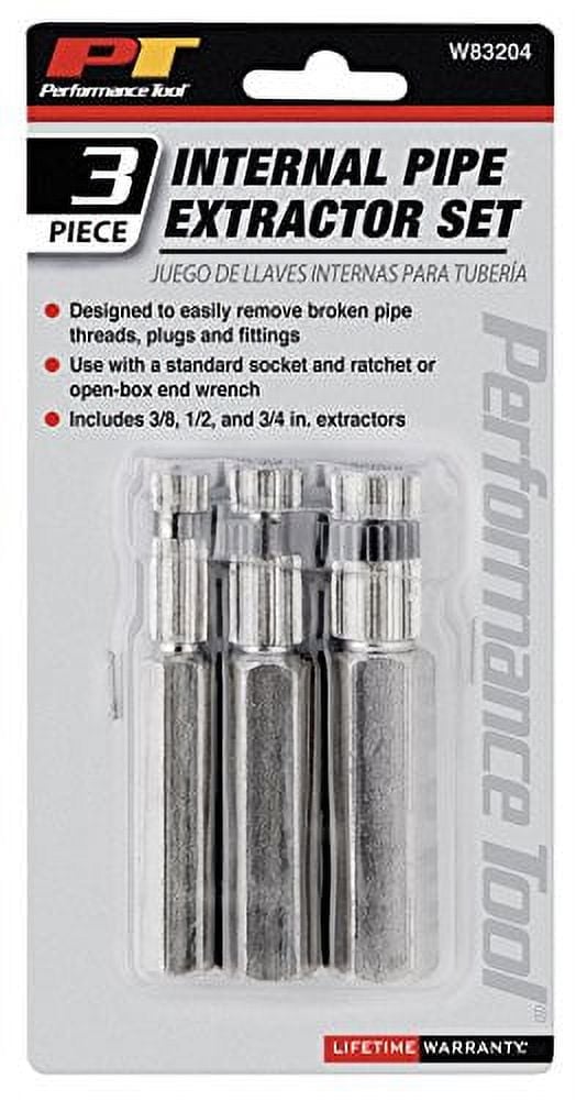 0.37, 0.5 & 0.75 Hex Internal Pipe Wrench - Silver - 3 Piece