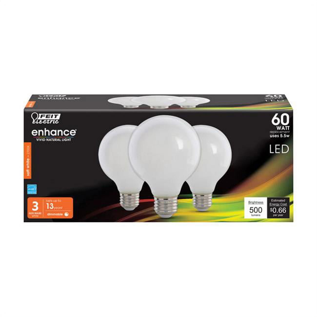 Enhance 5.5W G25 Filament LED Bulb, 500 Lumens - Soft White
