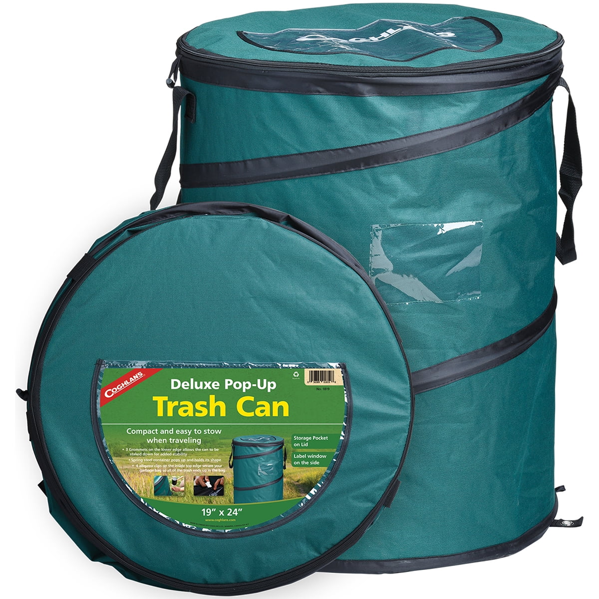 Deluxe Pop-Up Green Trash Can, 24 x 19 x 19 in -  Coghlans, CO6523