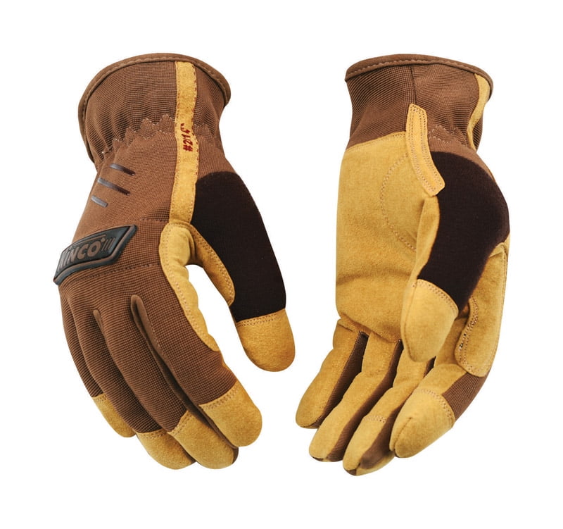 Mens Outdoor Synthetic Leather Driver Gloves, Brown - Large