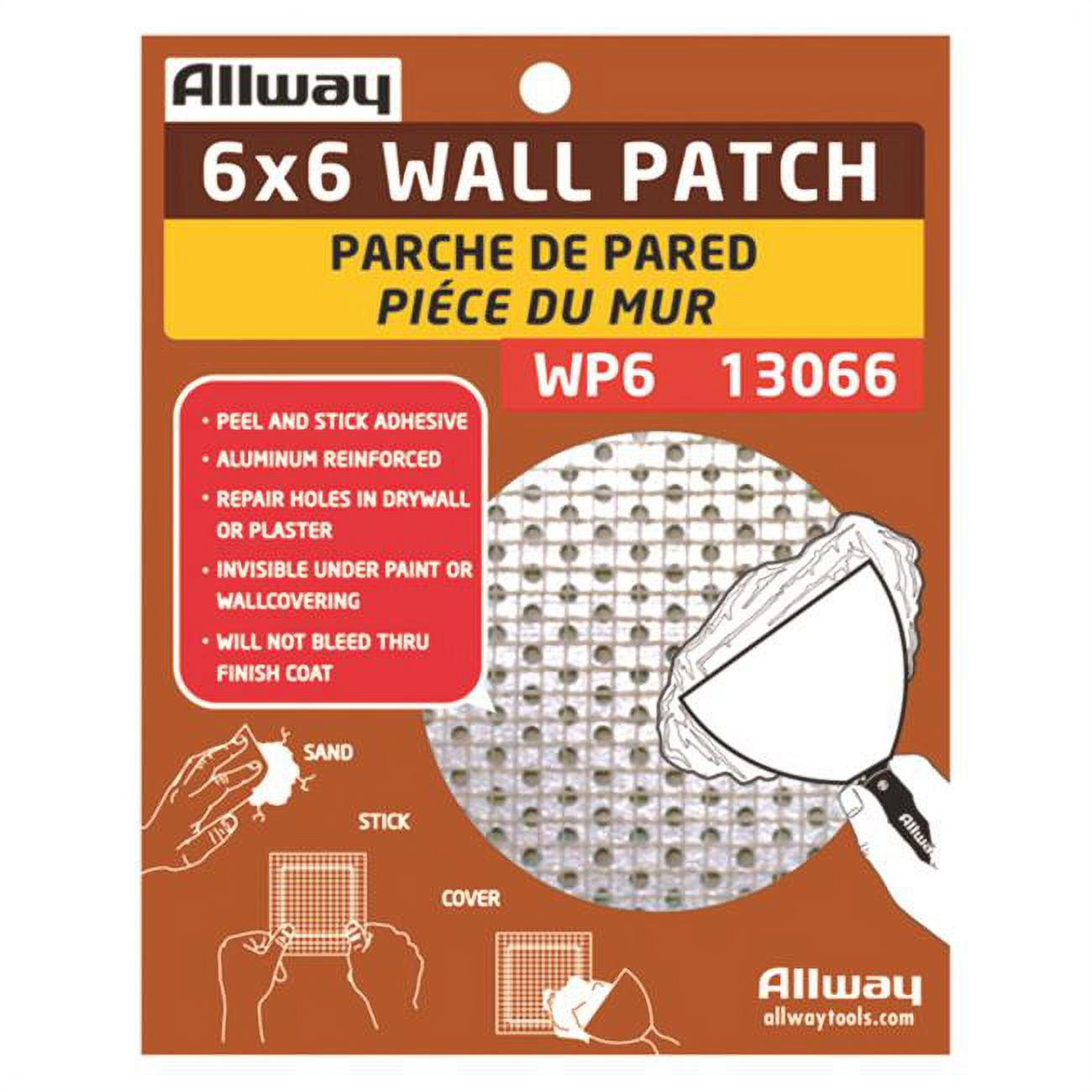 1666502 6 x 6 in. Fiberglass White Self Adhesive Drywall Mesh Patch, Pack of 10 -  Allway, WP6