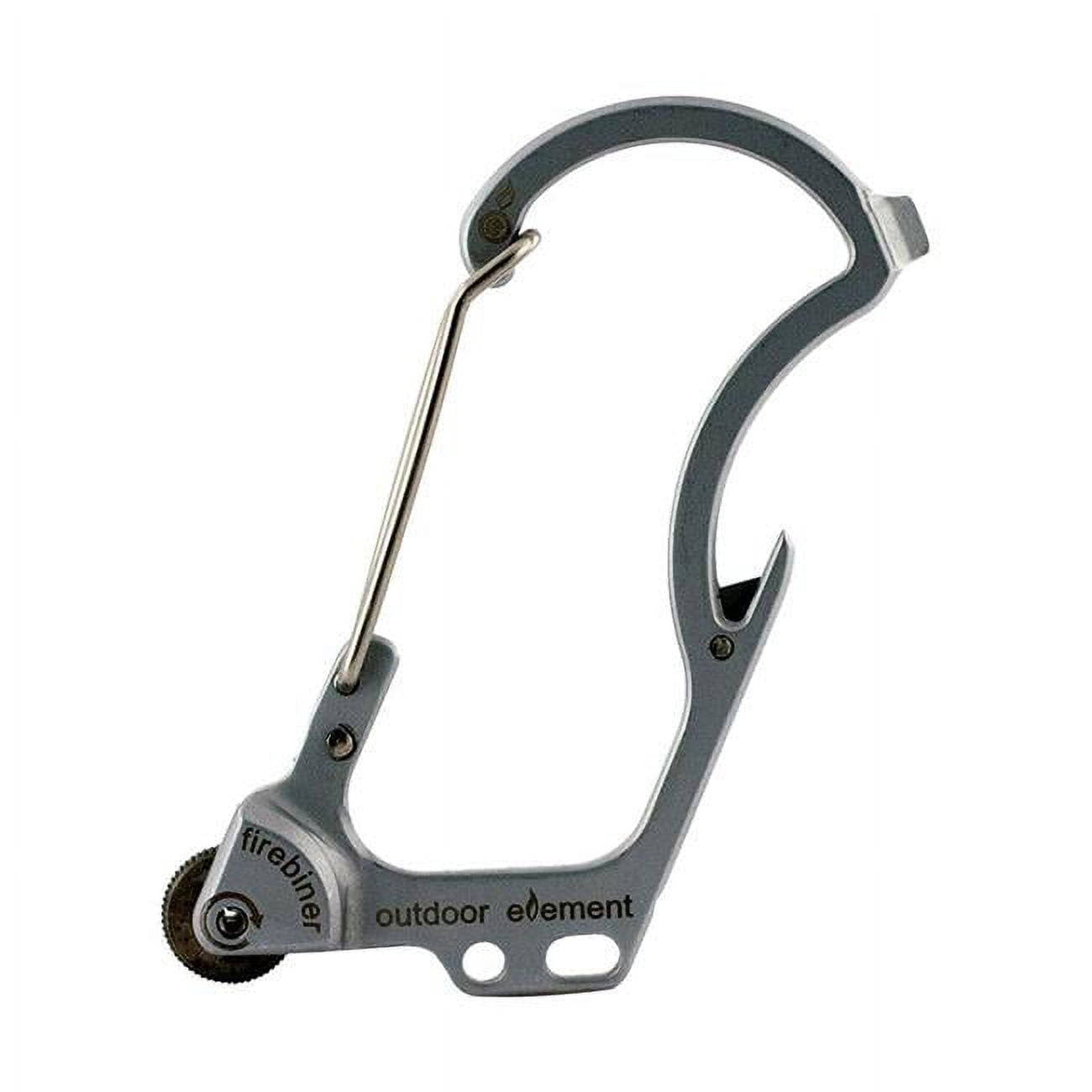 9706672 Stainless Steel Firebiner 6-In-1 Flint Multi-Tool Carabiner, Silver