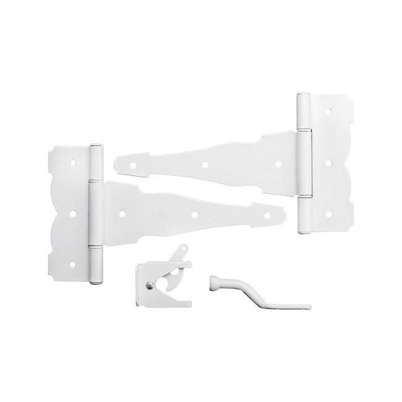 8 in. Decorative White Steel Gate Hardware Kit