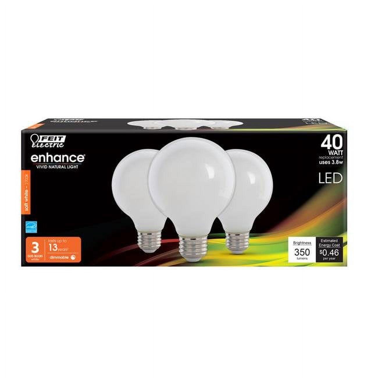3912086 40 watt Equivalence Enhance 3.8 watt 350 Lumen Decorative G25 Filament LED Bulb, Soft White - Pack of 3