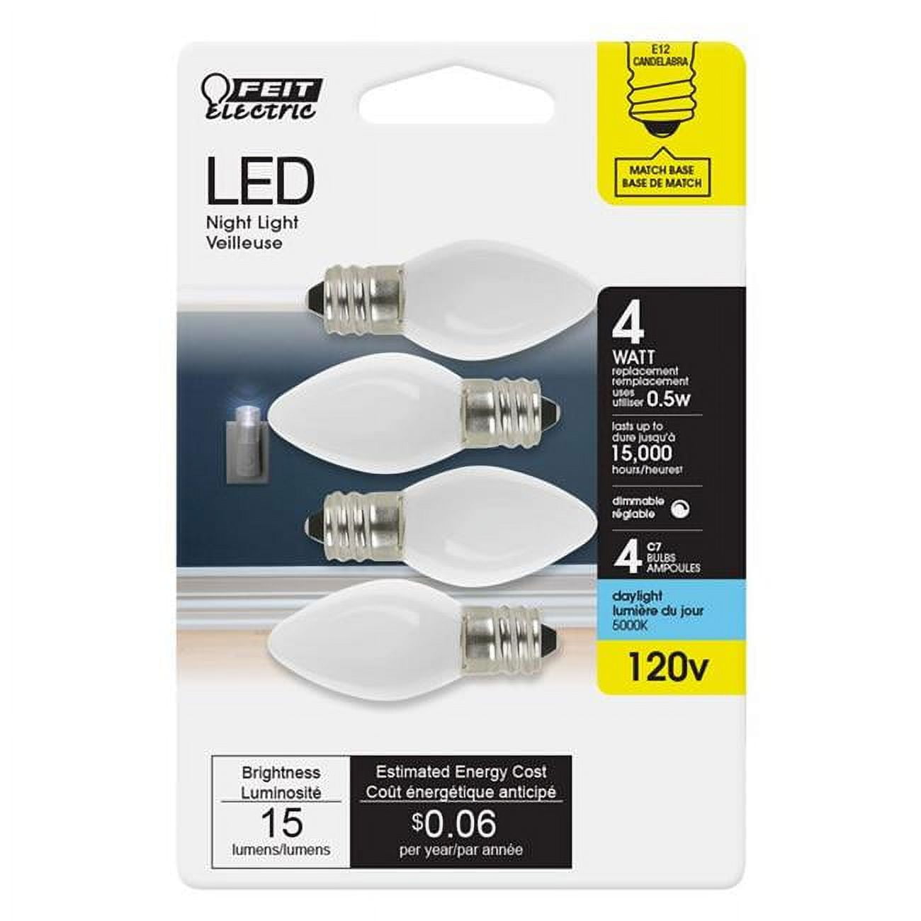 3935103 4 watt Equivalence 0.5 watt 15 Lumen C7 Nightlight LED Bulb, Daylight - Pack of 4