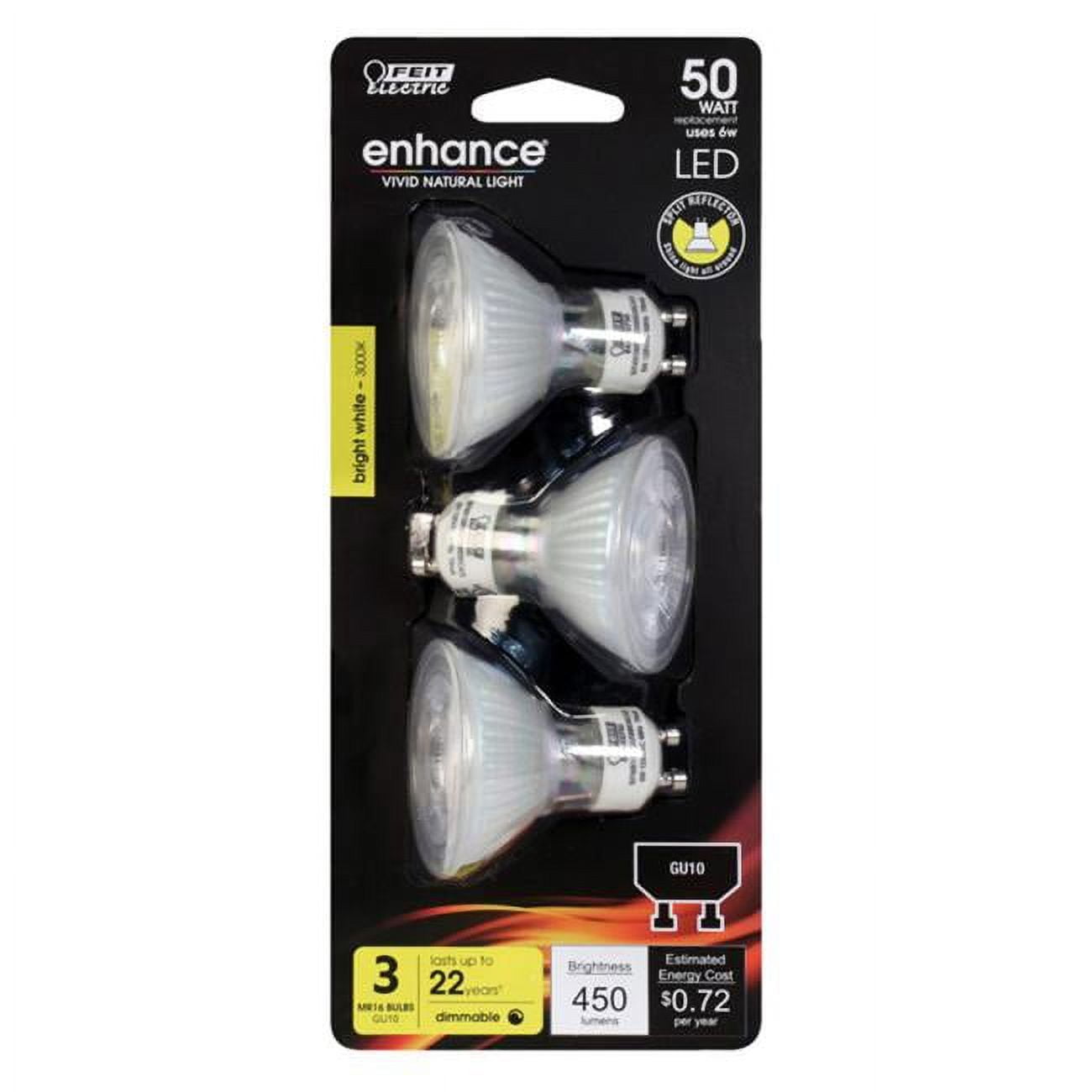 50 watt Equivalence Enhance 6 watt 450 Lumen MR16 Track LED Bulb, Bright White - Pack of 6 -  Cling, CL1495257