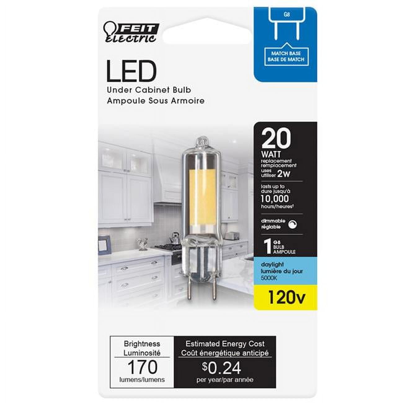 20 watt Equivalence 2 watt 170 Lumen G8 LED Bulb, Daylight