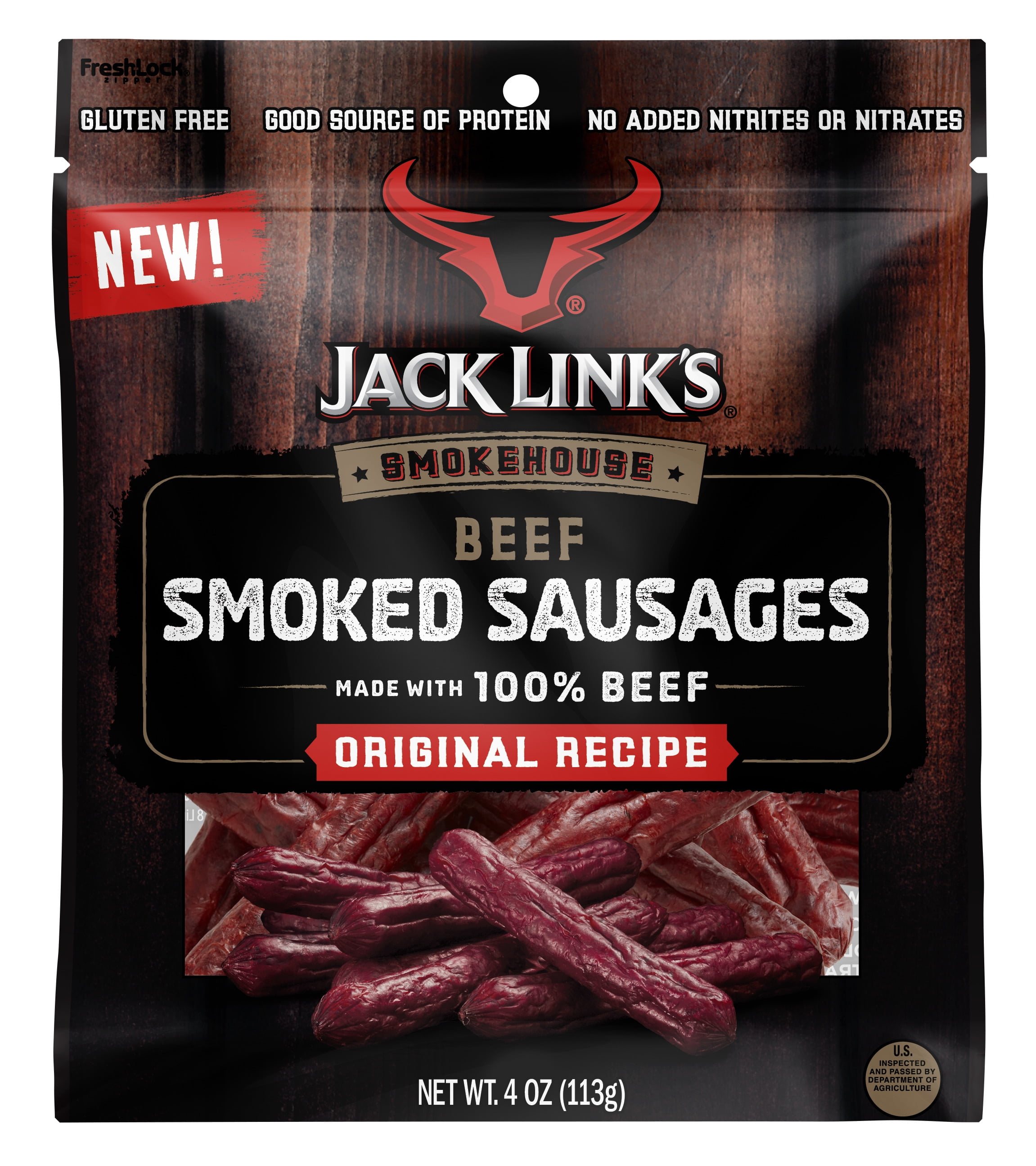 Picture of Jack Links 9019654 4 oz Bagged Beef Smoked Sausages, Pack of 8