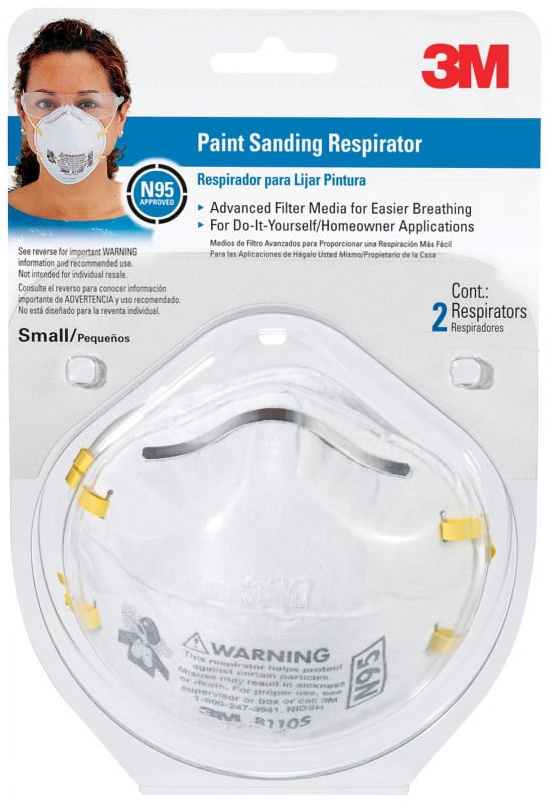Picture of 3M 2886208 N95 Paint Sanding Disposable Particulate Respirator&#44; White - Small - Pack of 2