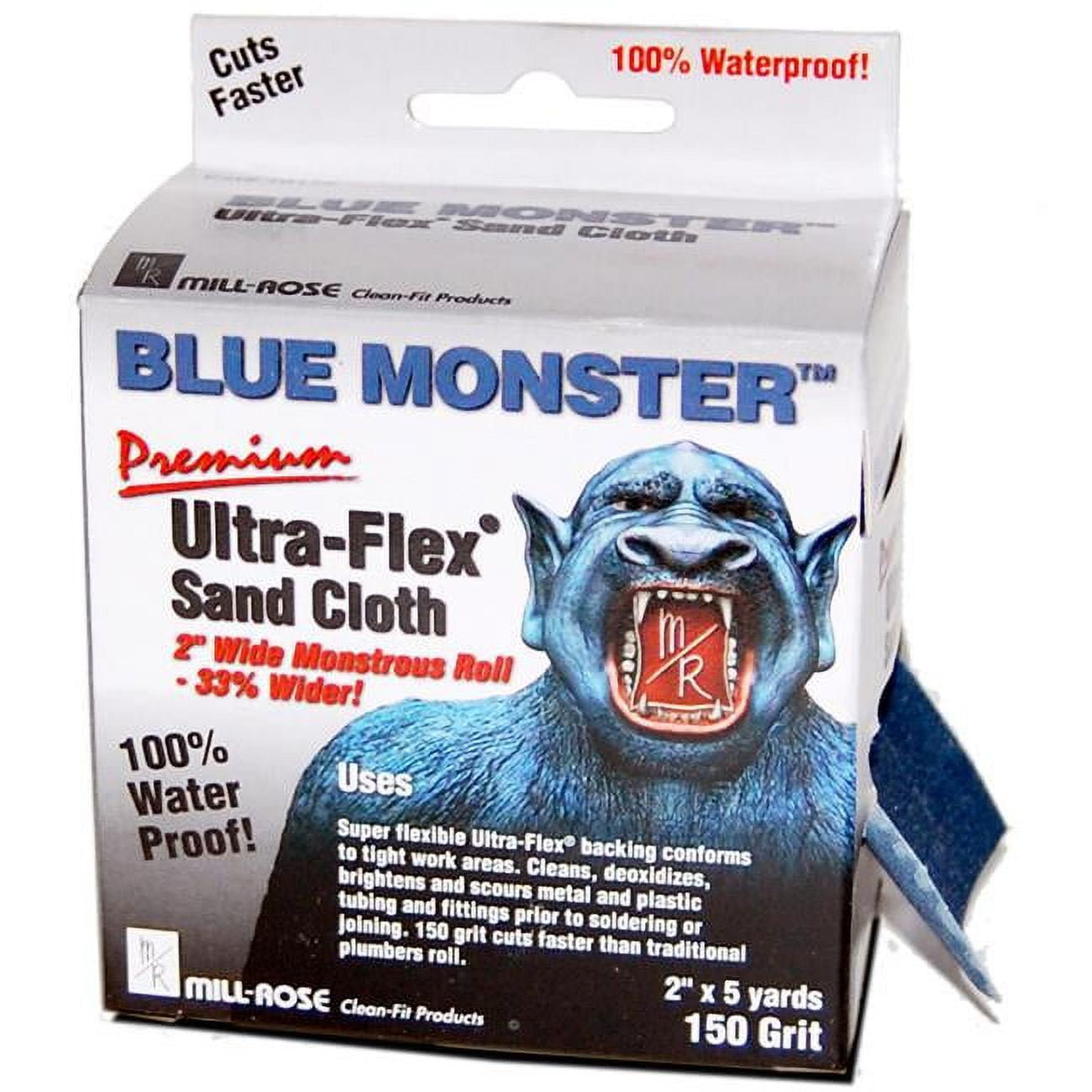 Picture of Blue Monster 4000197 5 yards x 2 in. 150 Grit Mill Rose Ultra-Flex Aluminum Oxide Sanding Cloth