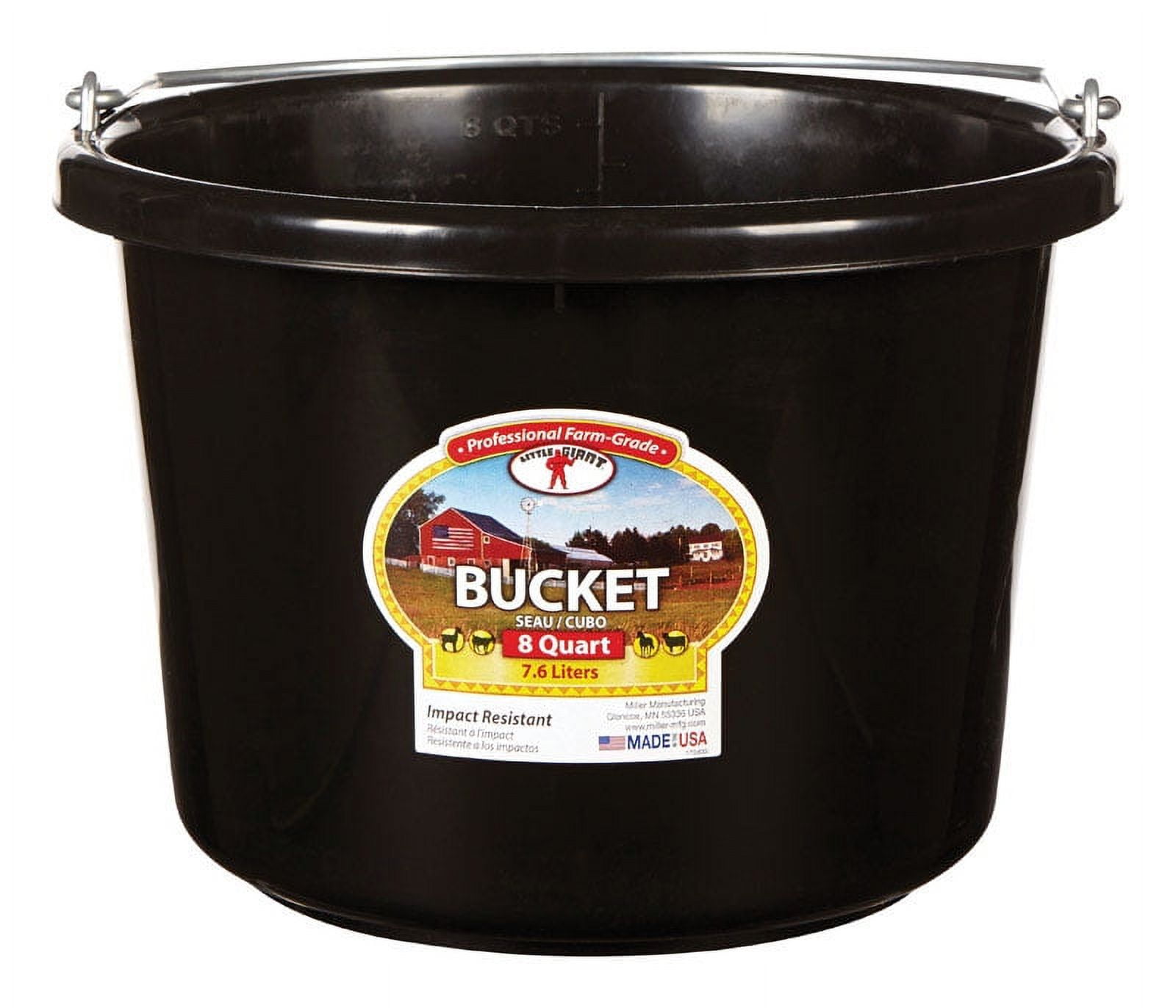 8 qt. Round Plastic Bucket - Black