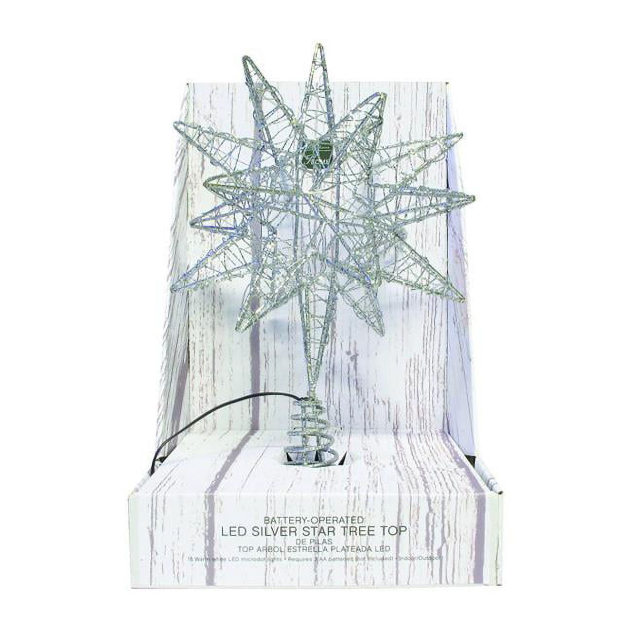 Picture of Celebrations 9736836 Metal Microdot LED Star Tree Topper&#44; Silver