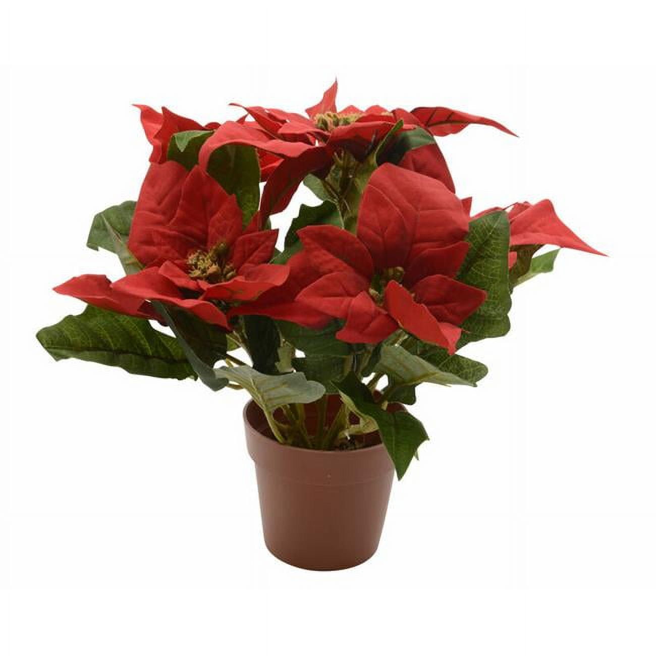 Picture of Decoris 9016499 Silk Potted Poinsettia Christmas Decoration, Red - Case of 12