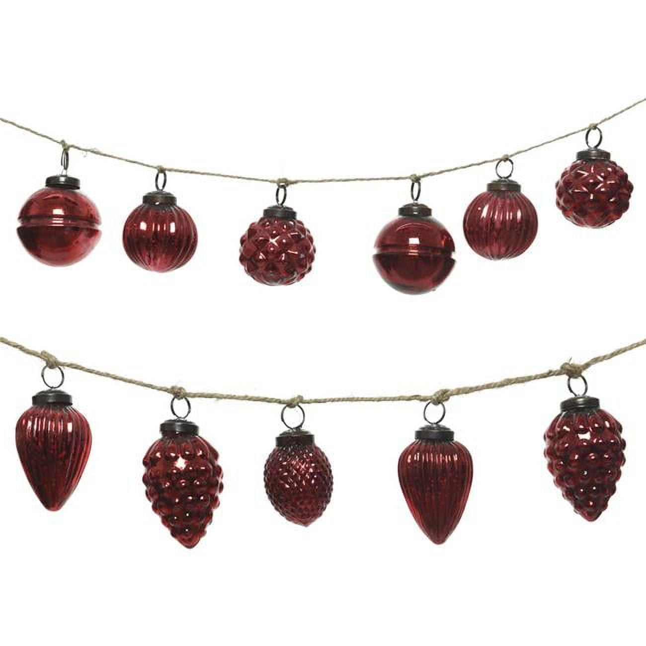 Picture of Decoris 9016502 Glass Bauble & Acorn Garland&#44; Red - Case of 6