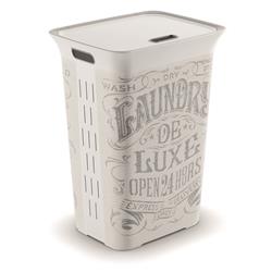 Plastic Clothes Hamper, Gray & White - Case of 4