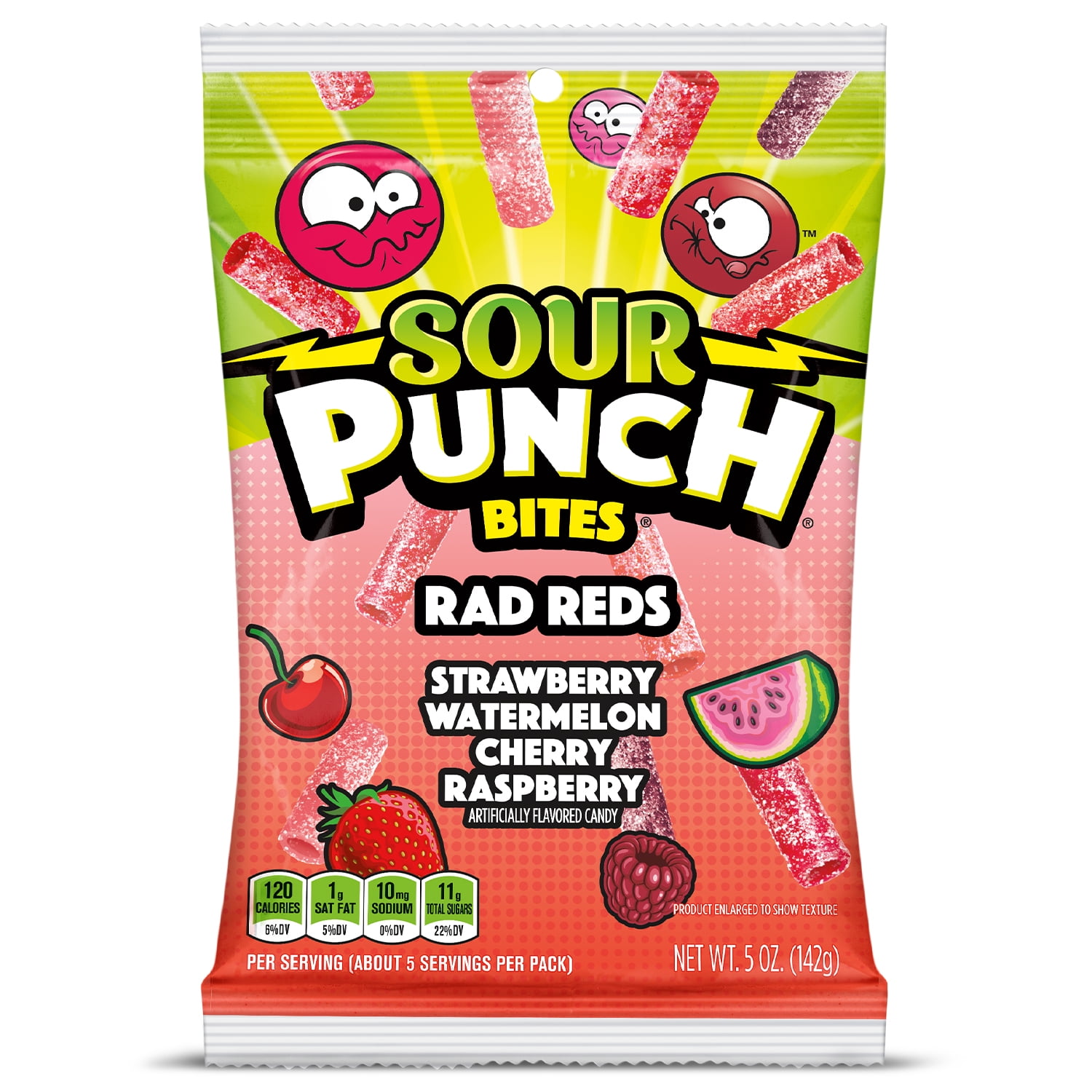 Picture of Sour Punch 9015318 5 oz Bites Assorted Ragin Reds Candy - Case of 12