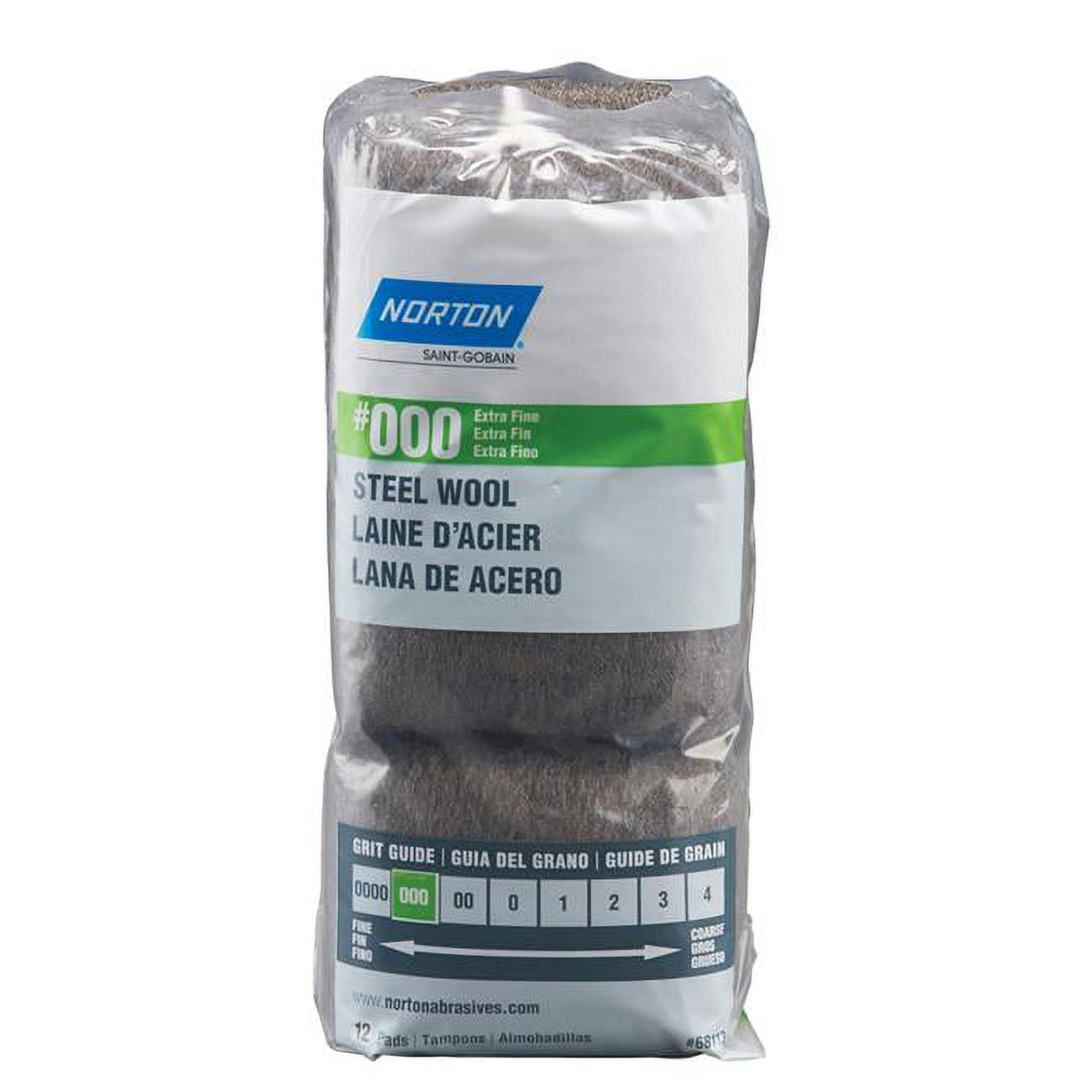 Picture of Norton 1003798 000 Grade Extra Fine Steel Wool Pad - Pack of 12
