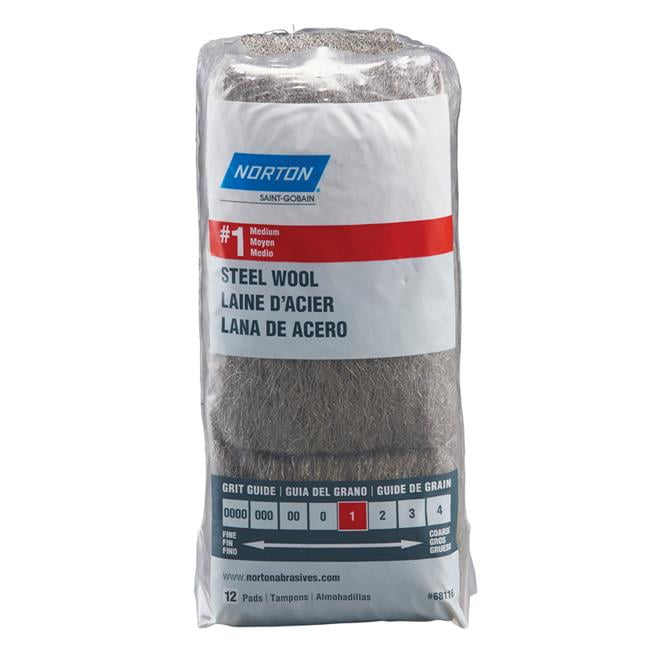 076607 Abrasive Wool, 2-1/2 in L, 4 in W, 1 Grit, Medium