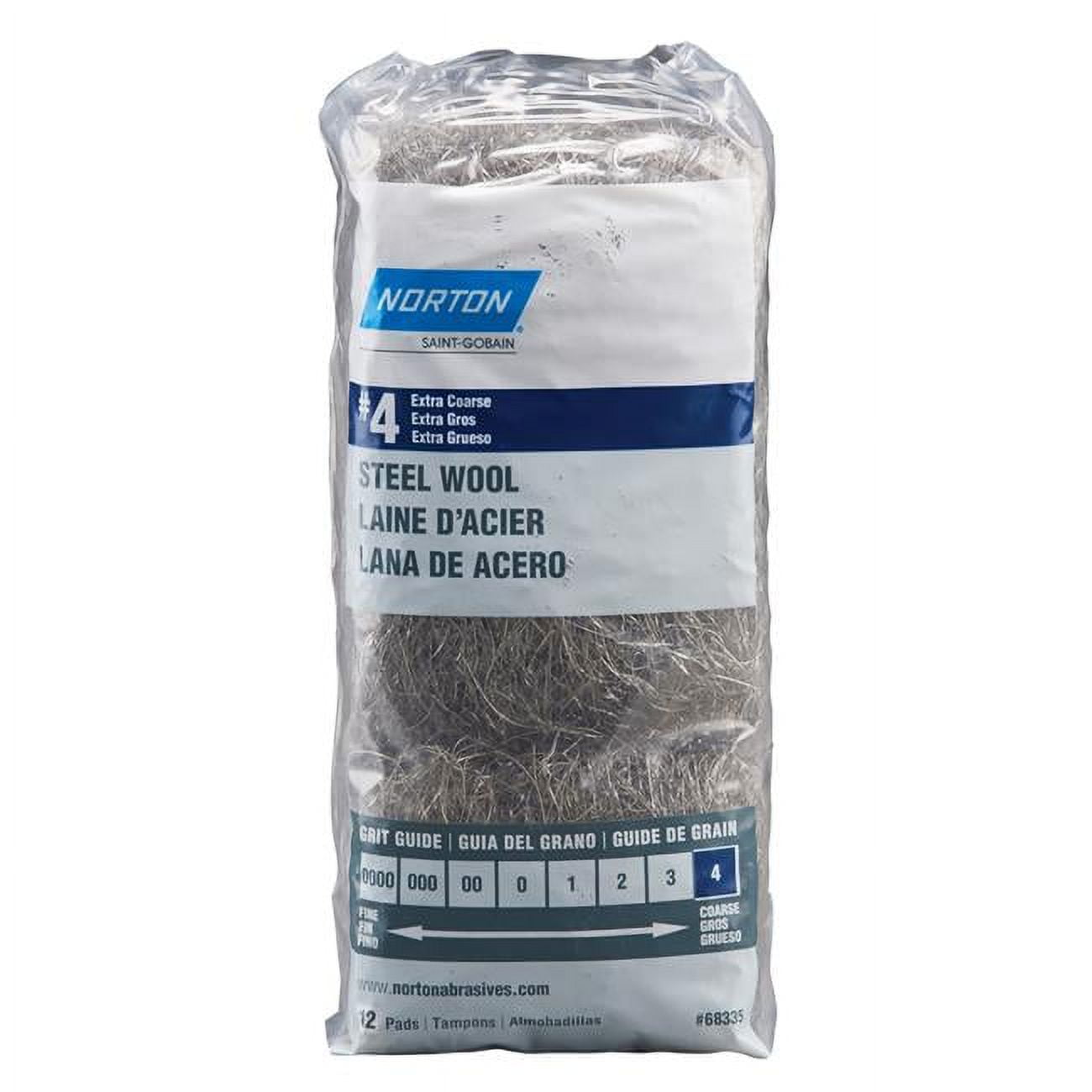 4 Grade Extra Coarse Steel Wool Pad - Pack of 12